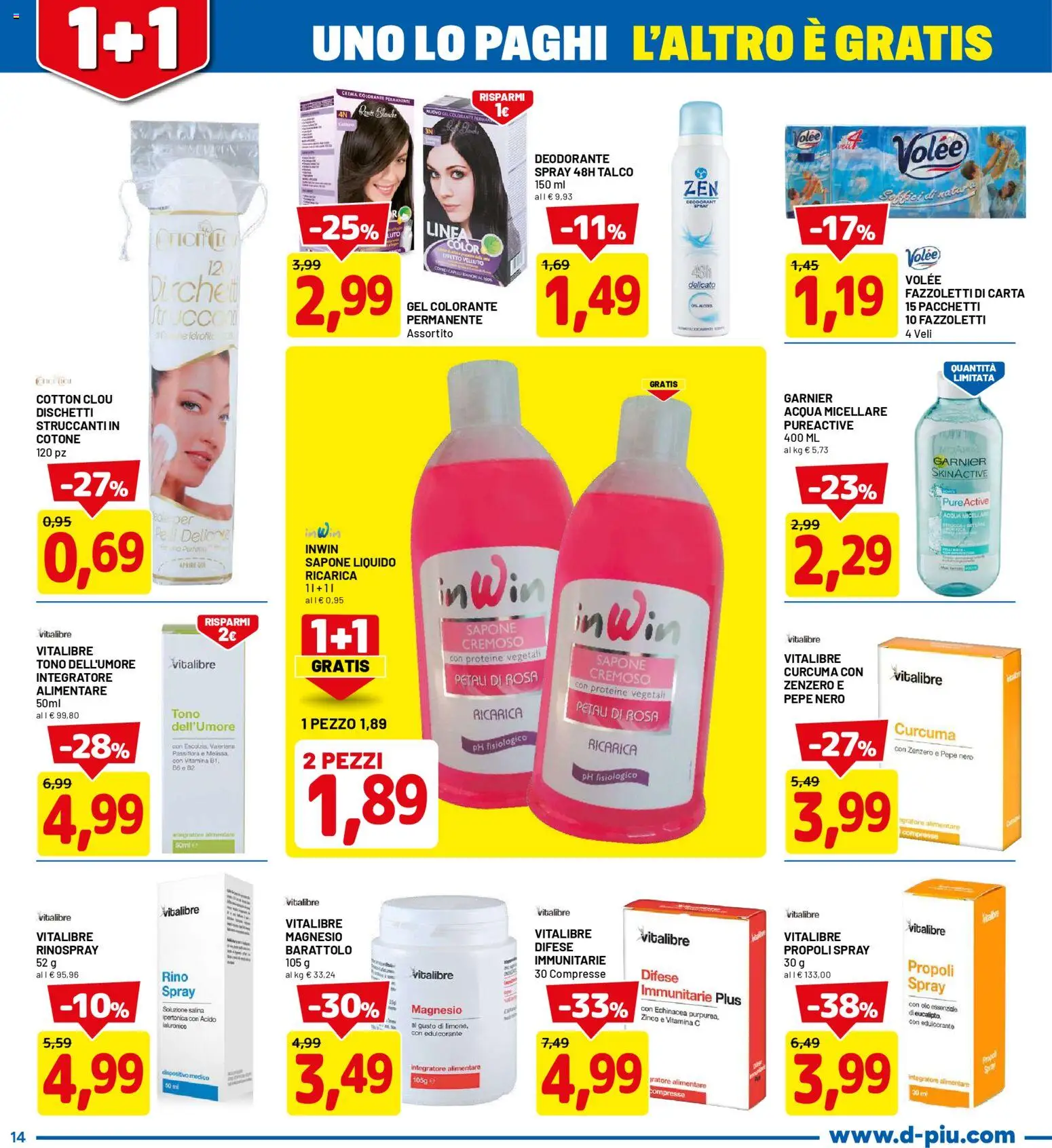 Volantino D Più del 26.01.2026 | Pagina: 14 | Prodotti: Crema, Deodorante, Fazzoletti, Olio