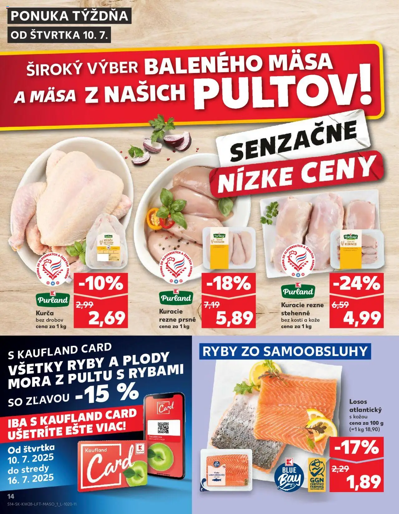 Kaufland Partizánske │ platný od 10.07.2025 | Strana: 14 | Produkty: Ryby, Kuracie rezne, Losos, Kurča