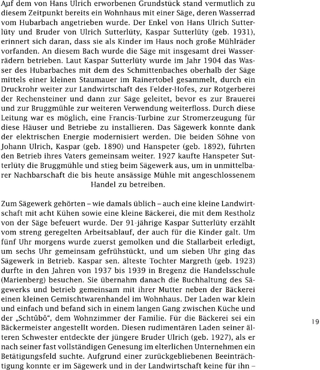 Sutterlüty Unsere Chronik gültig ab 01.08.2025 | Seite: 19 | Produkte: Wasser, Uhr, Mühle, Bäckerei