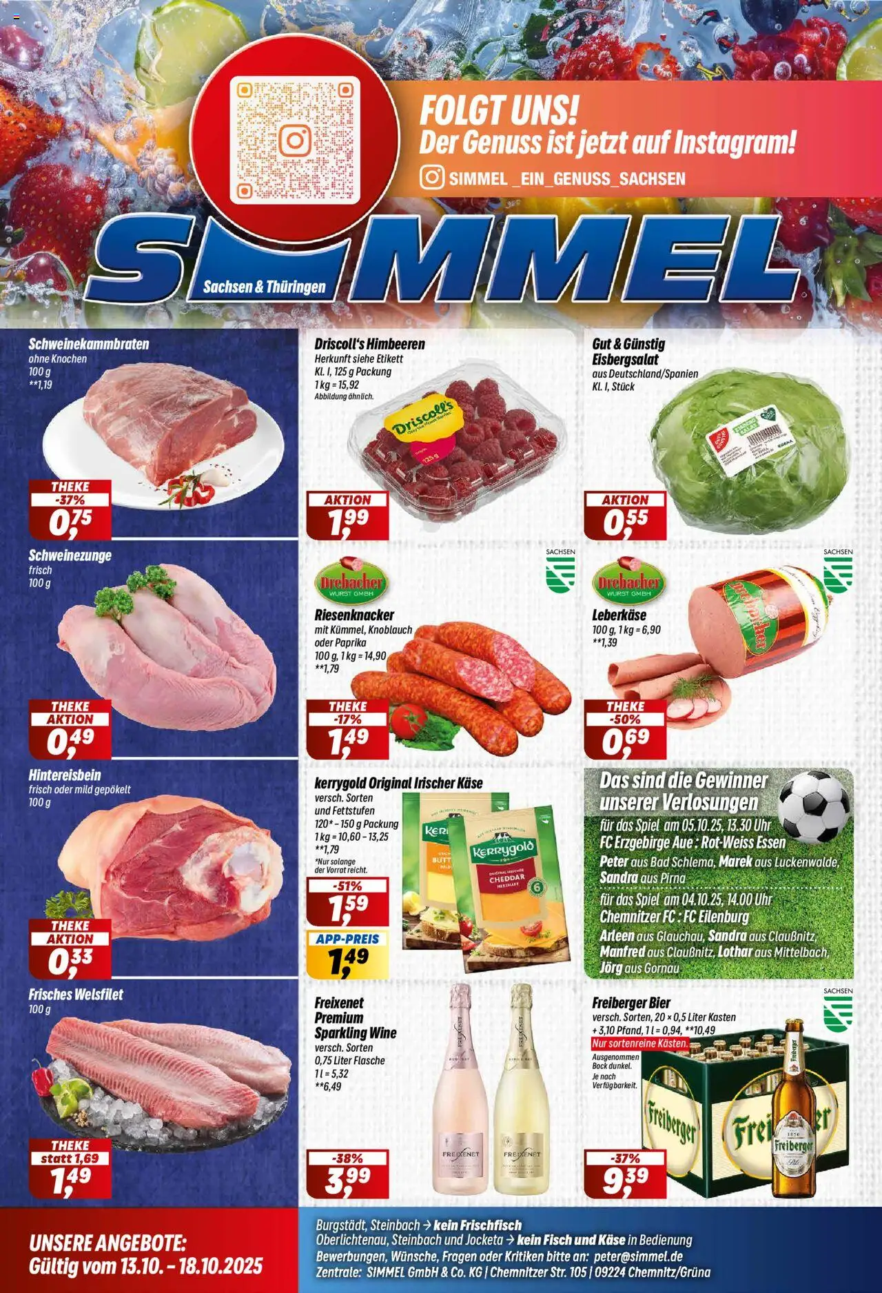 Simmel Prospekt 	 – gültig ab 13.10.2025 | Seite: 1 | Produkte: Himbeeren, Bier, Fisch, Uhr