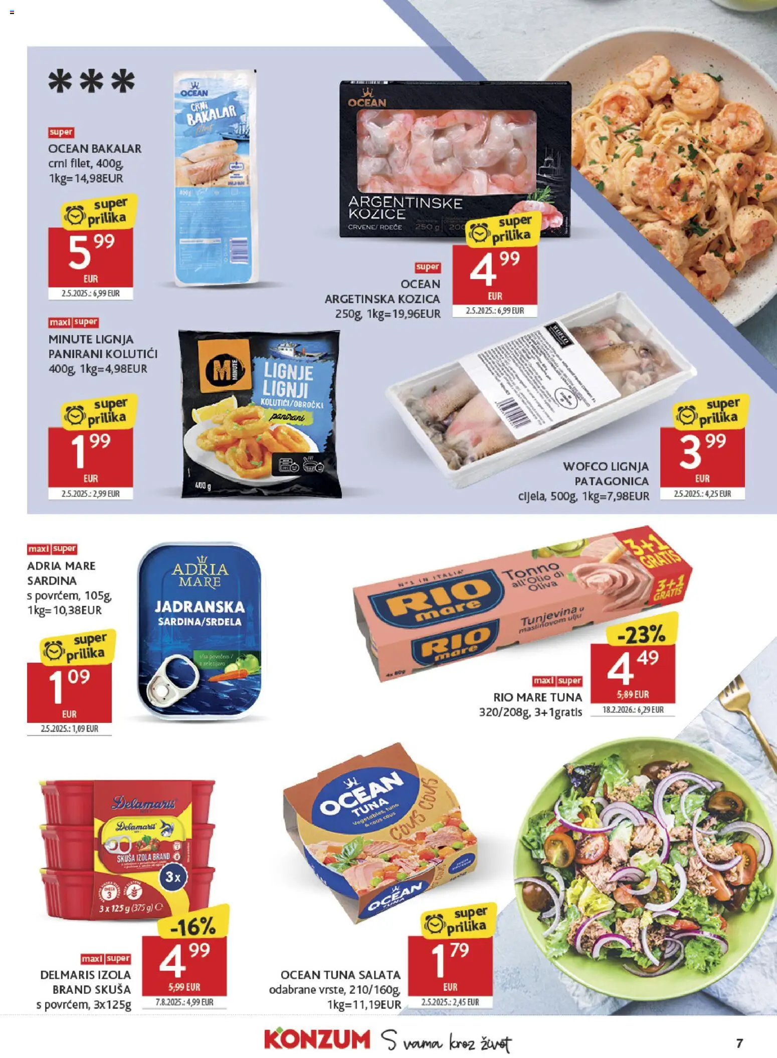 Konzum katalog | vrijedi od 04.03.2026 | Stranica: 7 | Proizvodi: Rio Mare, Sardina, Skuša, Tuna