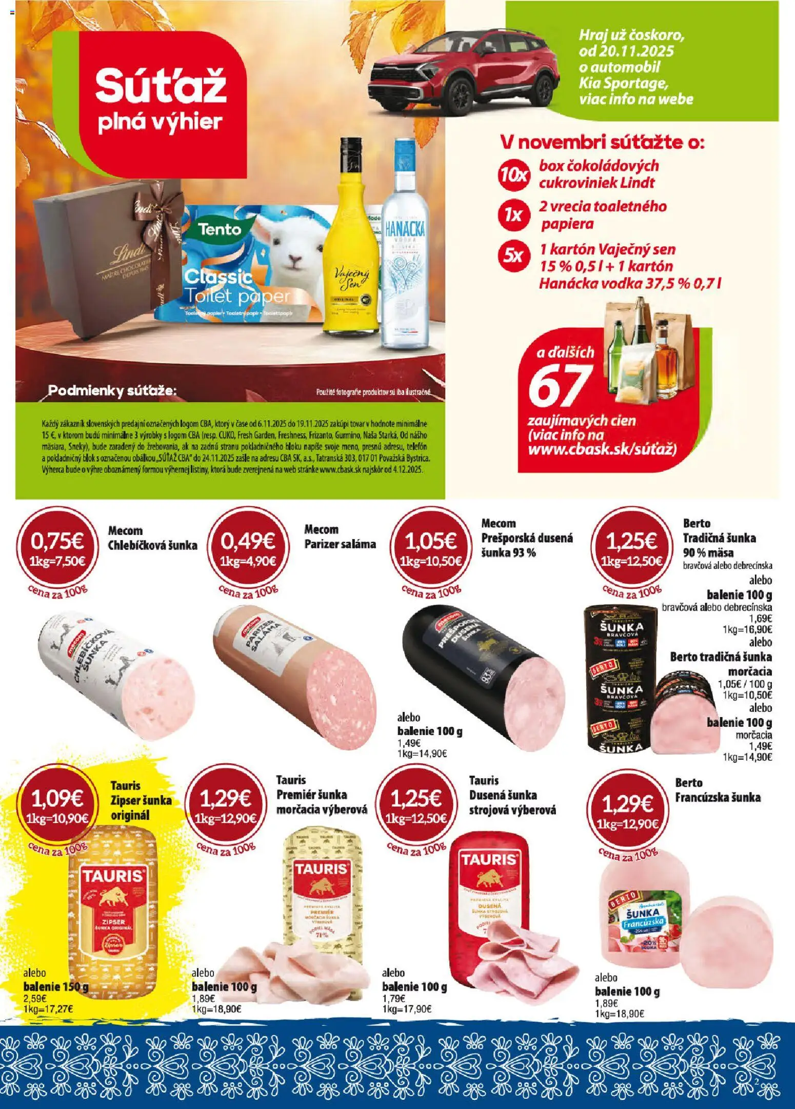Nové CBA Verex akcie – leták je platný od 06.11.2025 | Strana: 2 | Produkty: Telefón, Šunka, Lindt, Vodka