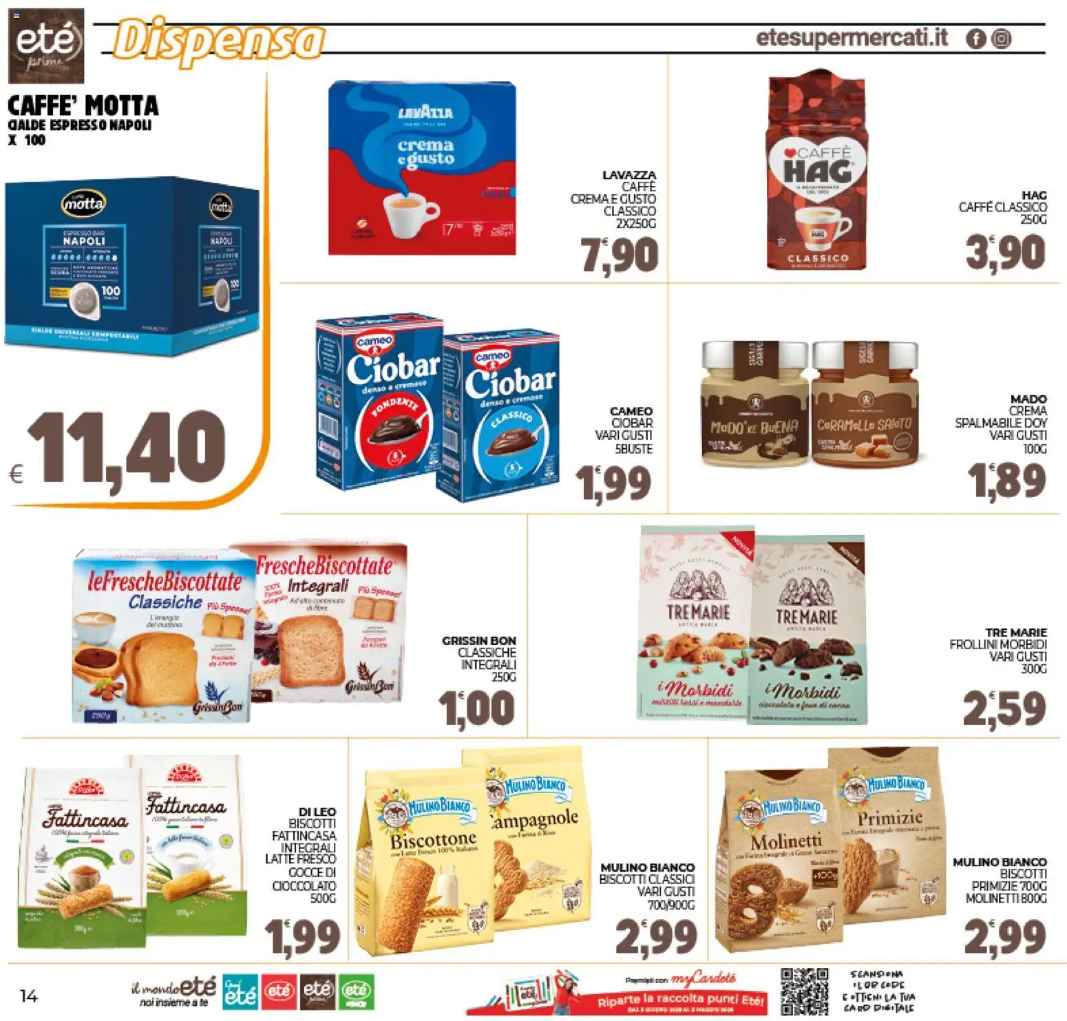 Volantino Eté del 16.01.2026 | Pagina: 14 | Prodotti: Crema, Biscotti, Latte, Lavazza