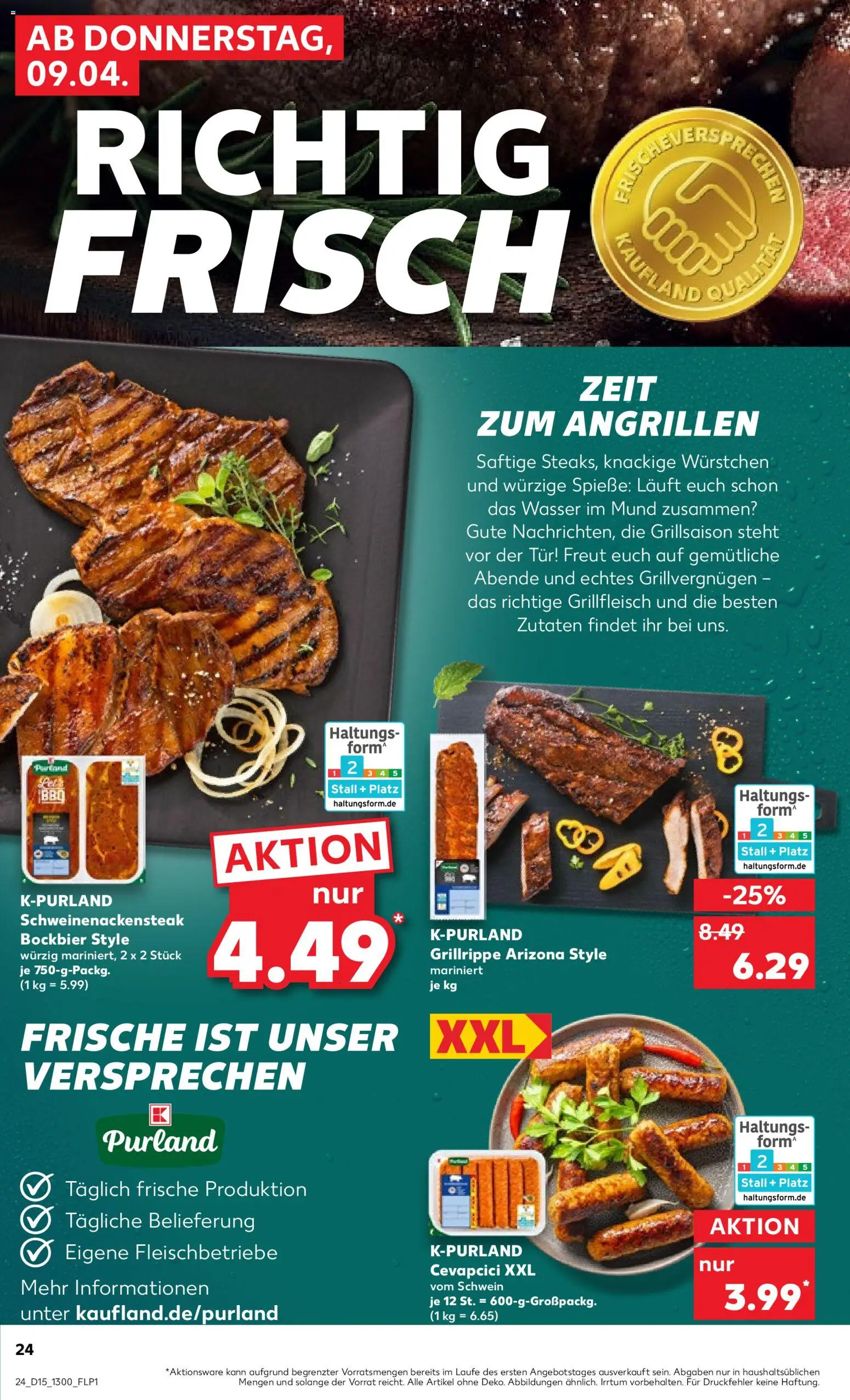Kaufland Prospekt Köln	 – gültig ab 09.04.2026 | Seite: 24 | Produkte: Tür, Cevapcici, Wasser, Steak