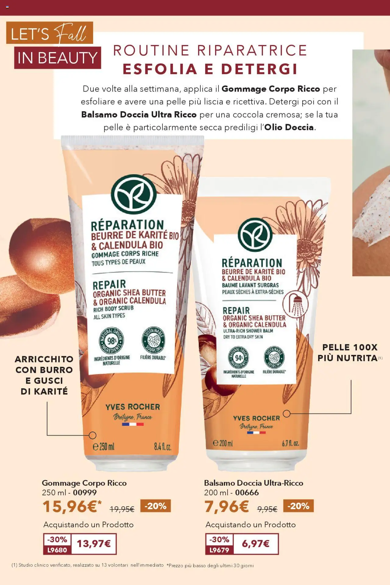 Volantino Yves Rocher del 17.10.2025 | Pagina: 4 | Prodotti: Balsamo, Scrub, Burro, Doccia