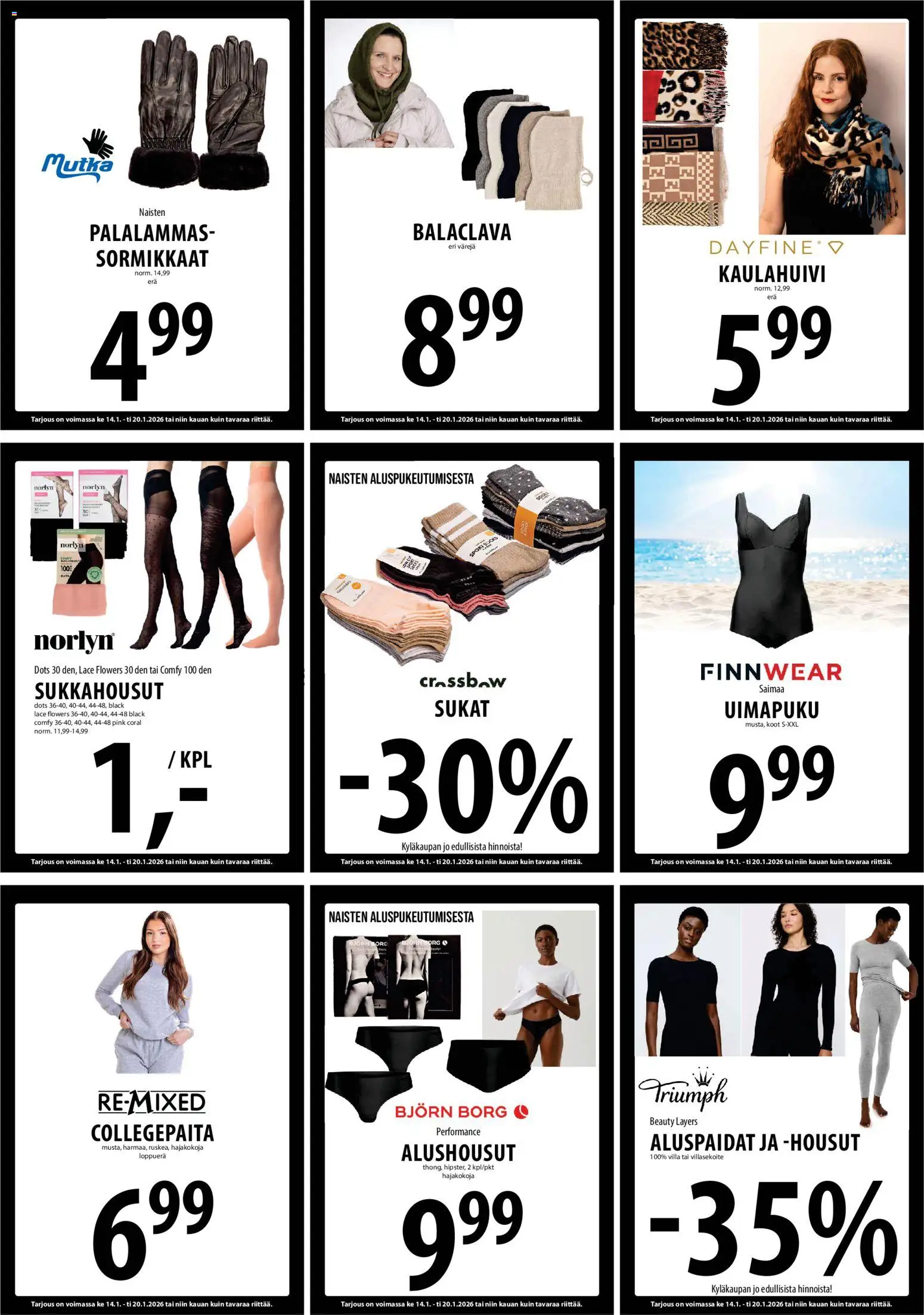 Tuuri tarjoukset – voimassa 14.01.2026 alkaen | Sivu: 12 | Tuotteet: Sukkahousut, Sukat, Uimapuku, Alushousut