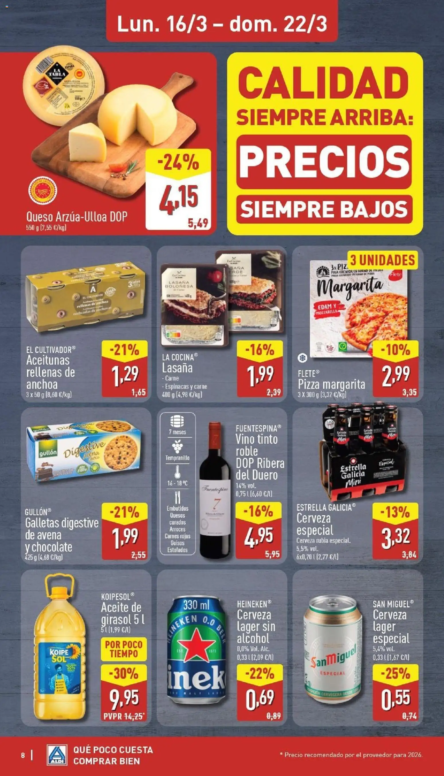Aldi folleto Península │ válido desde el 16.03.2026 | Página: 8 | Productos: Queso, Cerveza, Galletas, Cocina