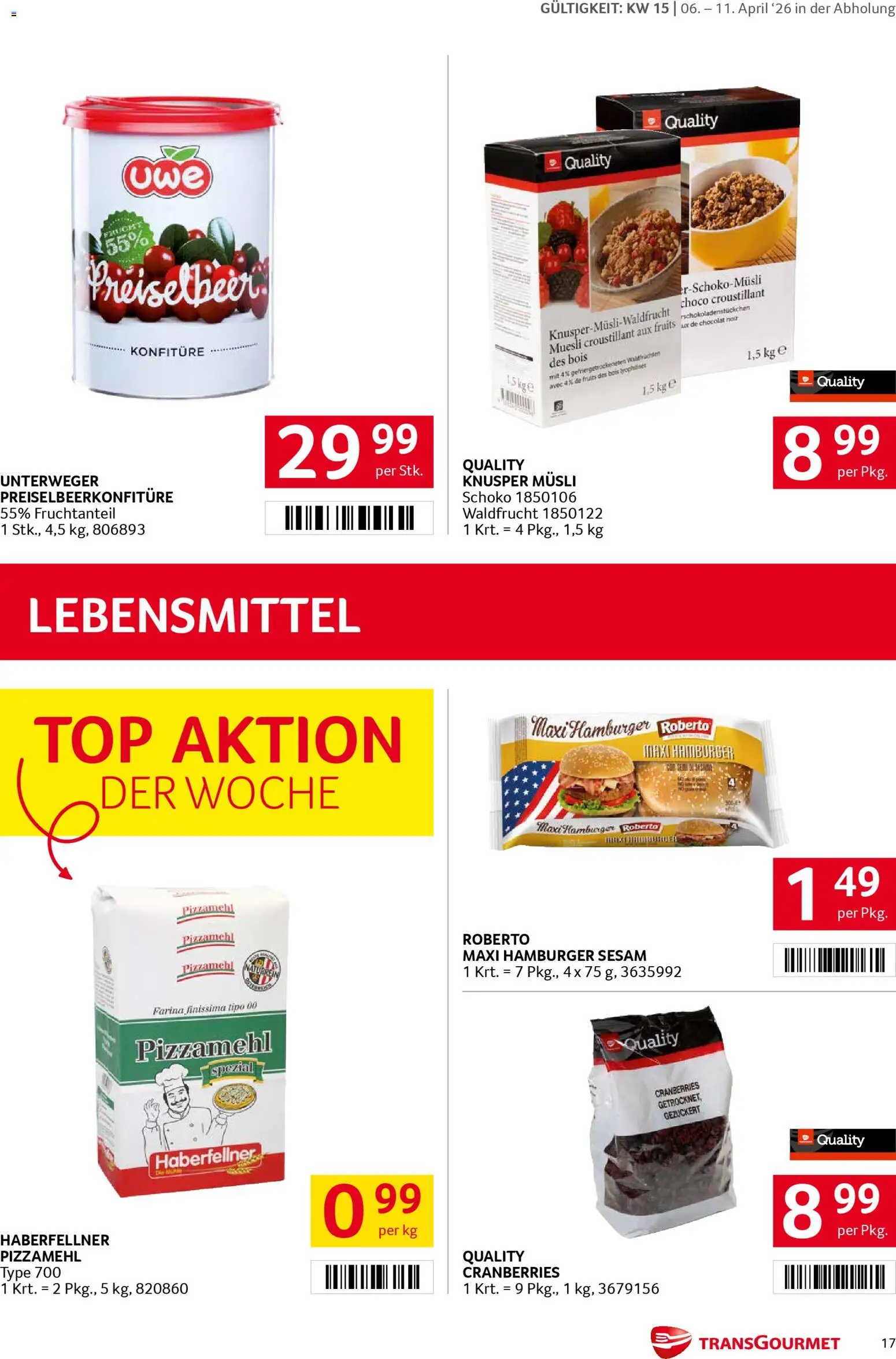 Transgourmet Flugblatt gültig ab 06.04.2026 | Seite: 17 | Produkte: Libacomb