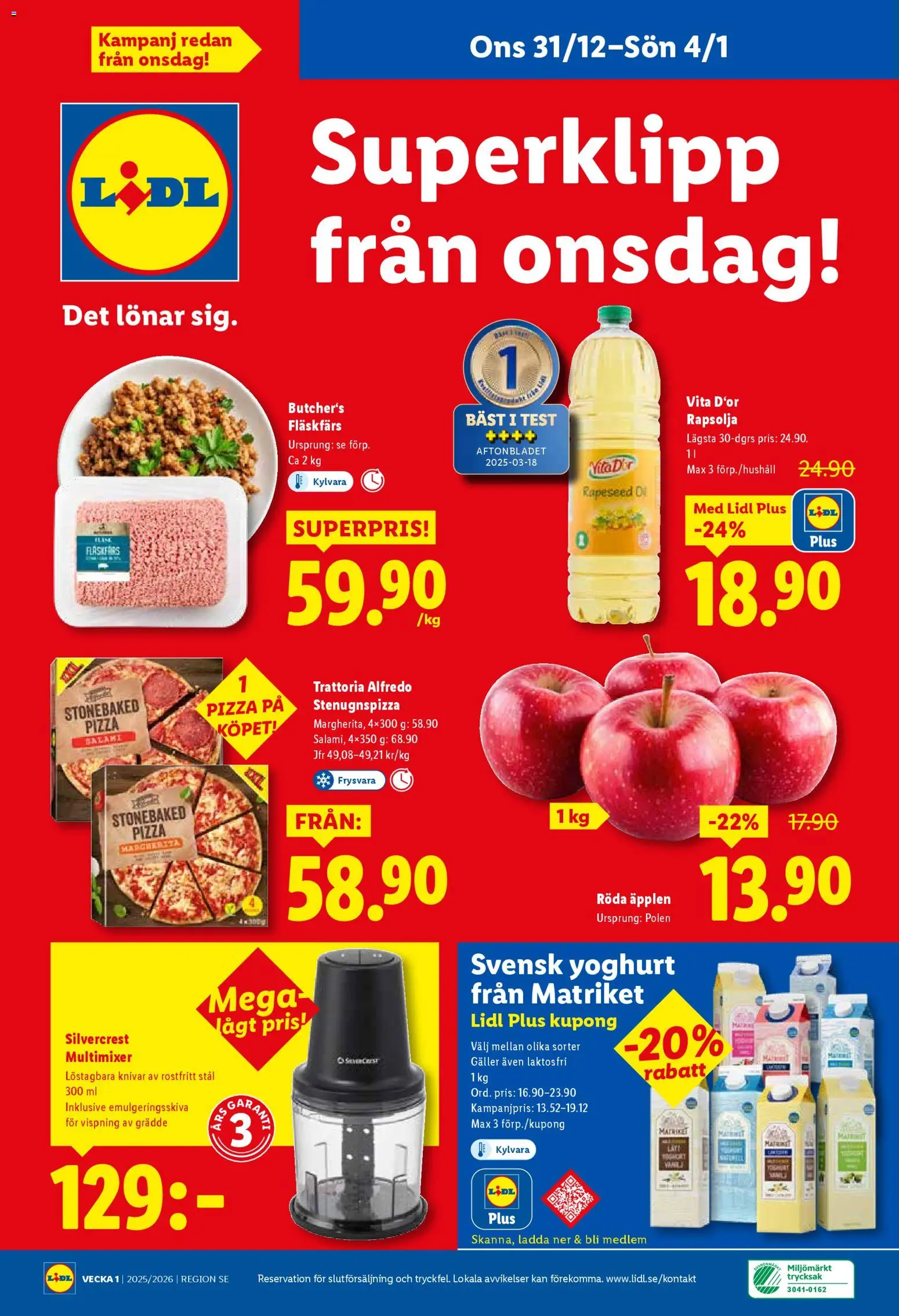 Lidl reklamblad aktuell från 29.12.2025 | Sida: 28 | Produkter: Galler, Yoghurt, Salami, Grädde