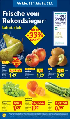 Lidl - Prospekt ab 26.01.2026 gültig | Seite: 8 | Produkte: Äpfel, Zwiebeln, Gemüse, Obst
