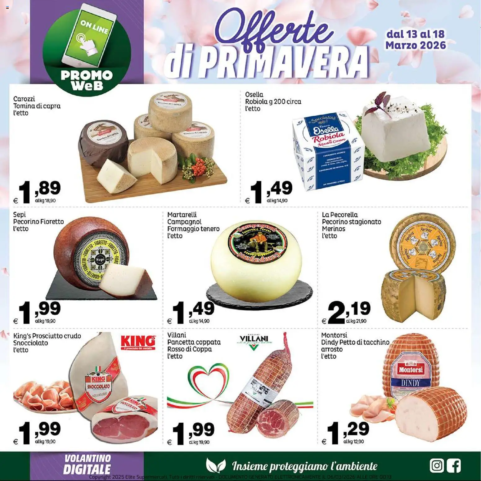 Volantino Elite Supermercati del 13.03.2026 | Pagina: 5 | Prodotti: Arrosto, Tacchino, Prosciutto, Robiola