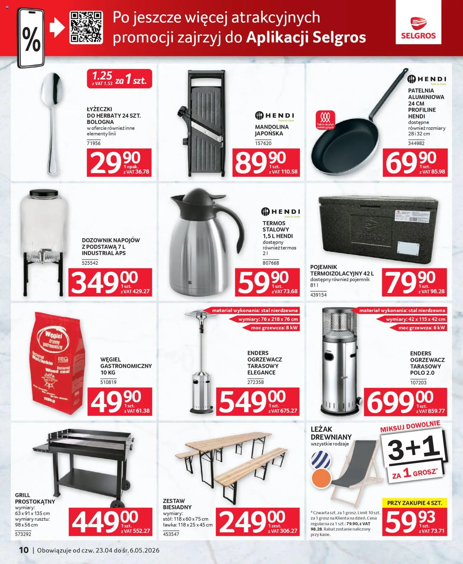 Selgros cash&carry gazetka - Oferta dla gastronomii od 23.04.2026 | Strona: 10 | Produkty: Grill, Leżak, Stół, Patelnia