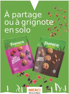 FARMER Snacks Dark Chocolate Raspberry, Snack with dark chocolate and raspberry flavor, 120 grammes. ab 20.10.2025 gültig | Seite: 54