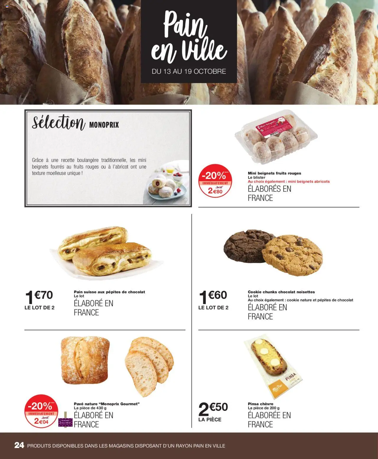 {H1} | Page: 24 | Produits: Pinsa, Noisettes, Pain, Chocolat
