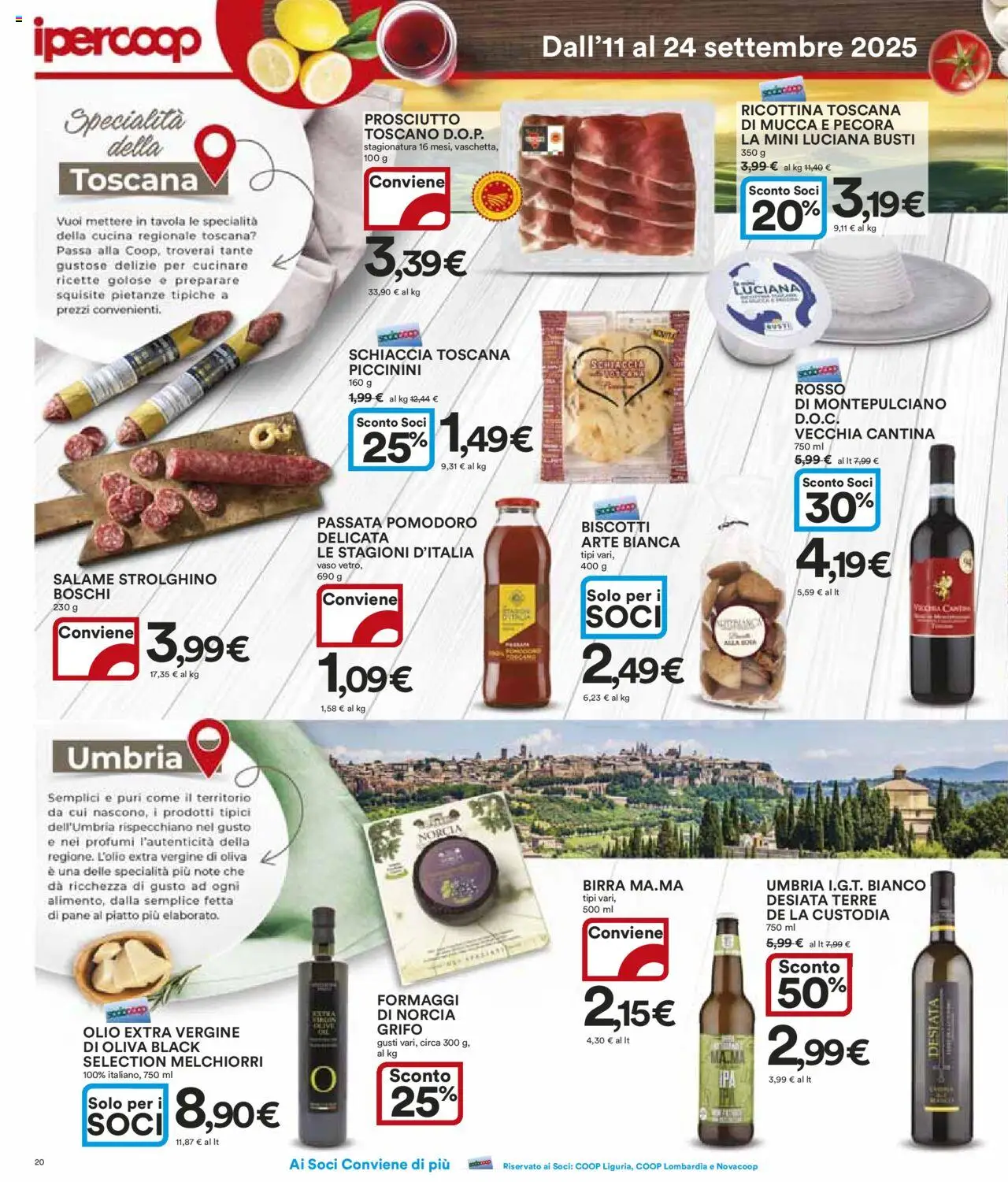 Volantino Ipercoop del 11.09.2025 | Pagina: 20 | Prodotti: Pane, Salame, Pomodoro, Vaso