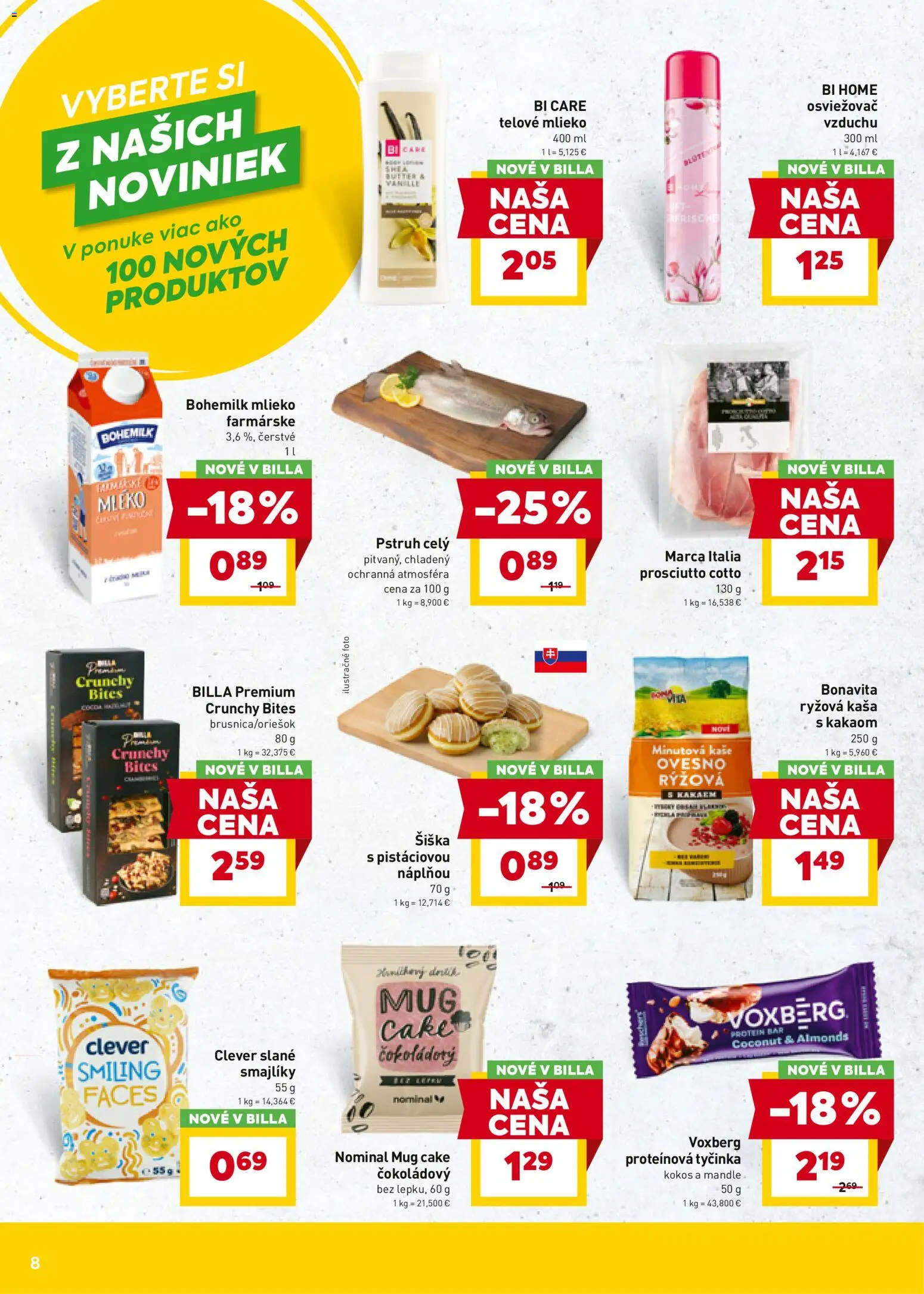 Nové Billa akcie – leták je platný od 29.10.2025 | Strana: 8 | Produkty: Mlieko, Pstruh, Telové mlieko, Mandle