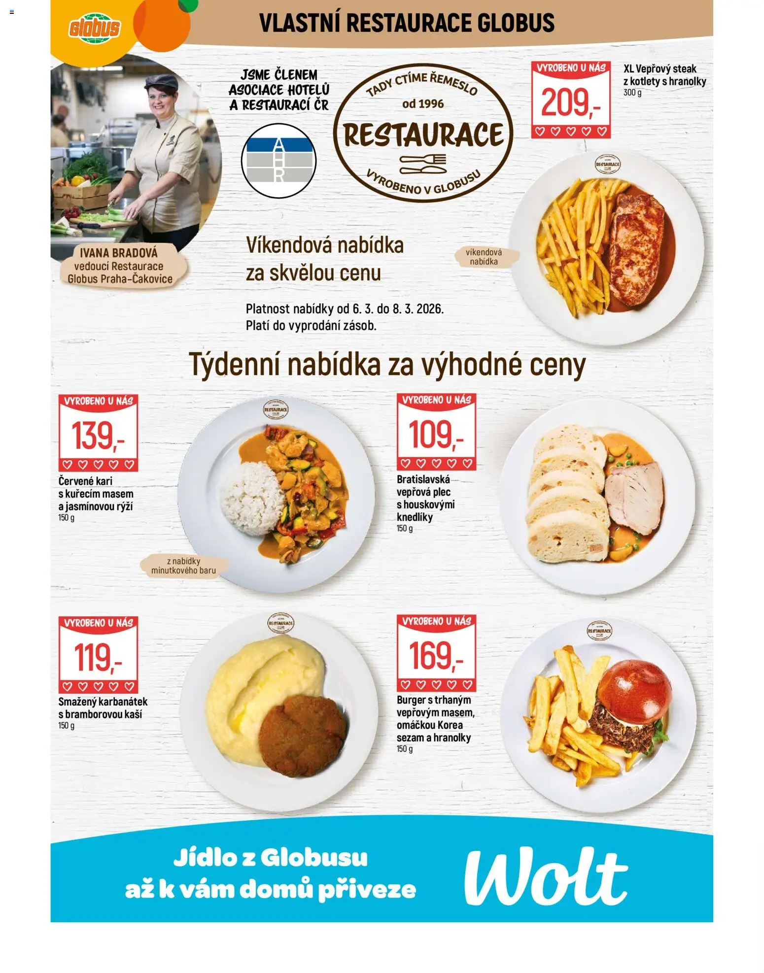 Globus leták - Praha Čakovice od 04.03.2026 | Strana: 7 | Produkty: Burger, Hranolky, Steak, Rýži