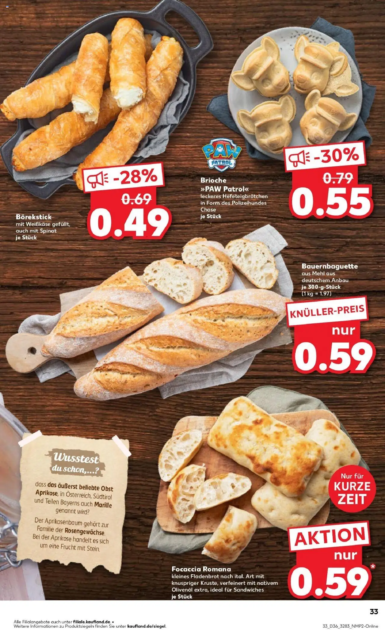 Kaufland prospekt Sonneberg	 – gültig ab 04.09.2025 | Seite: 33 | Produkte: Mehl, Olivenol, Baguette, Obst