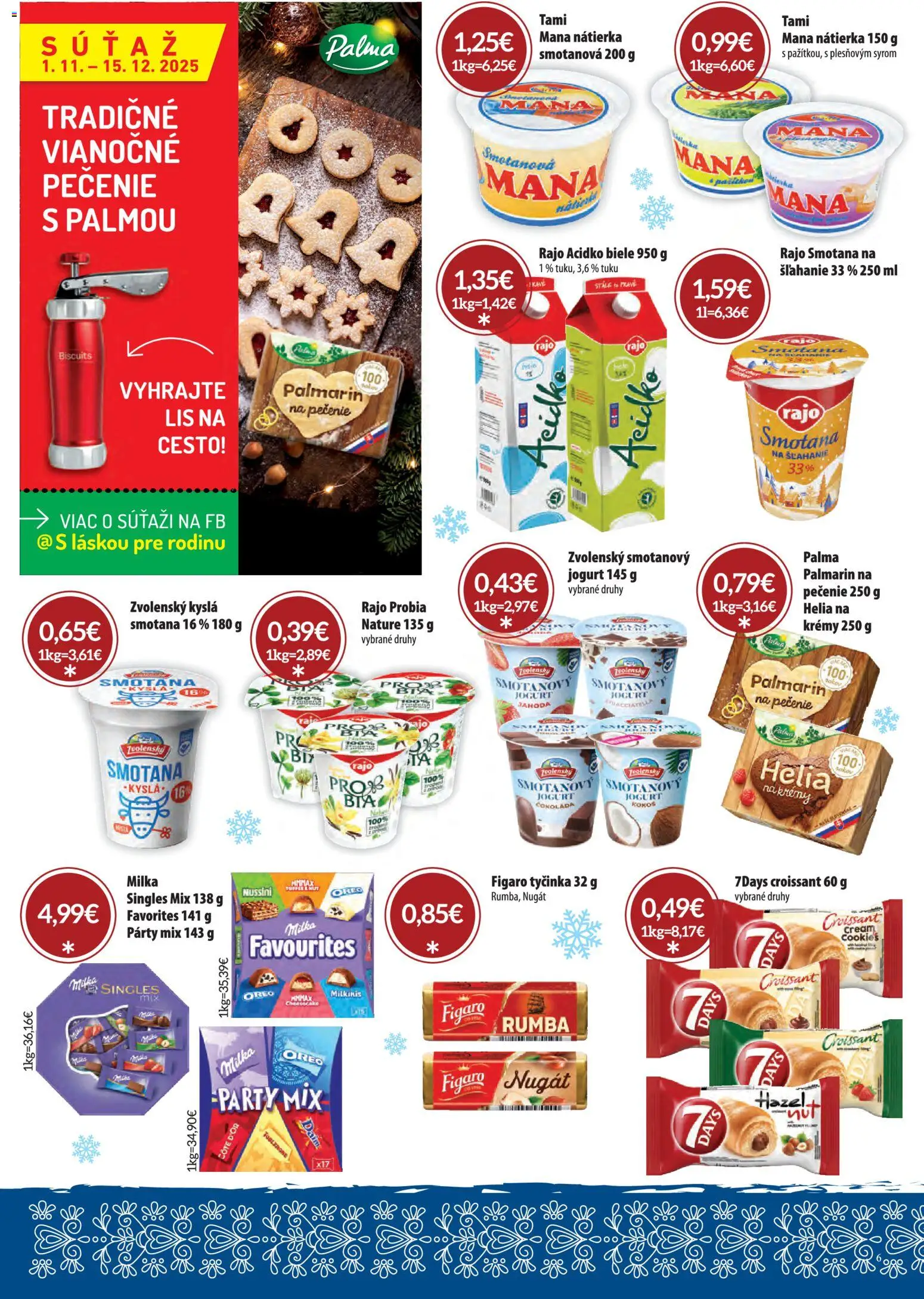 Nové CBA Komfos akcie – leták je platný od 01.12.2025 | Strana: 6 | Produkty: Croissant, Palmarin, Čokoláda, Smotana na šľahanie