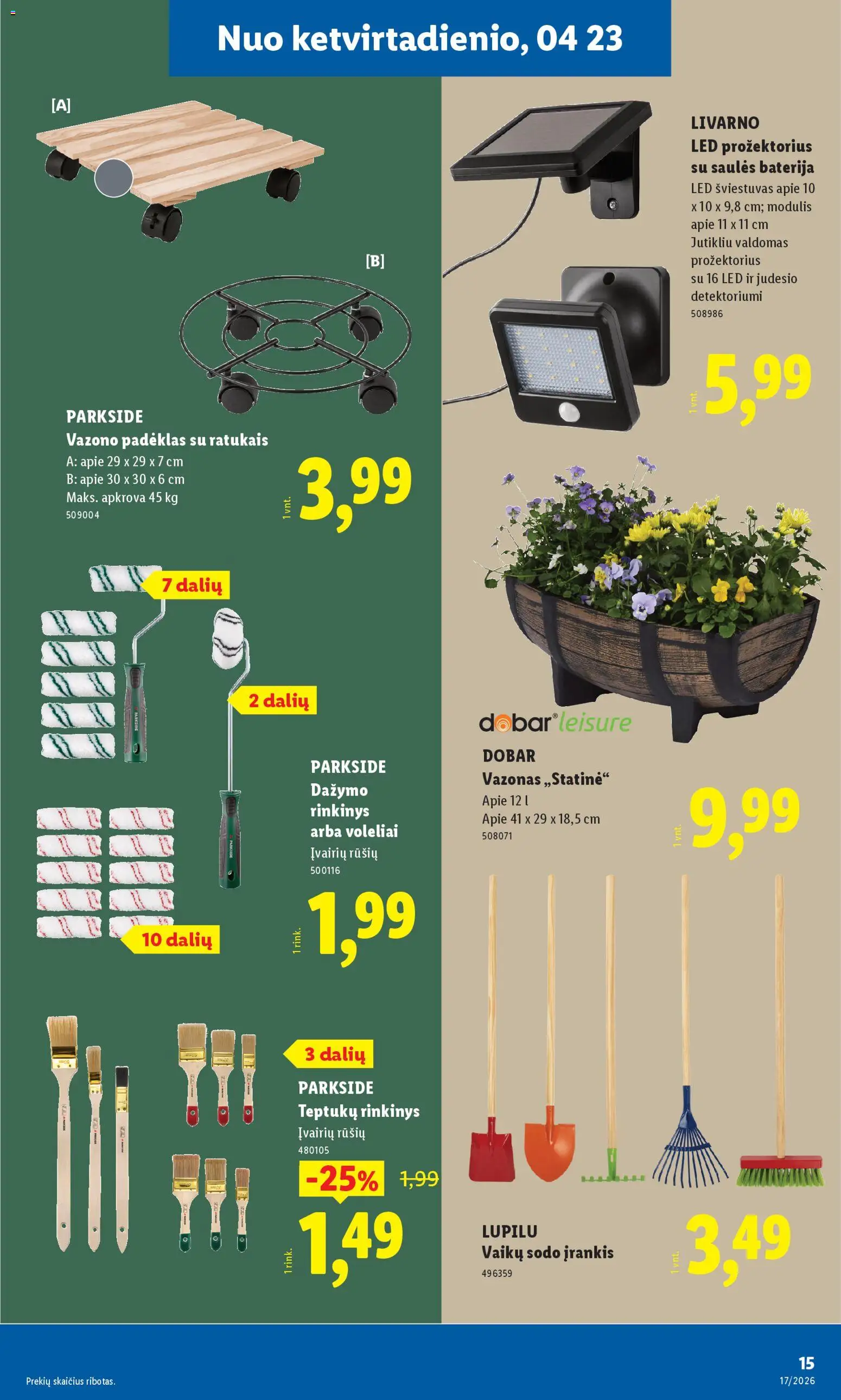 LIDL akcijos nuo 20.04.2026 | Puslapis: 15 | Prekių: Baterija, Vazonas