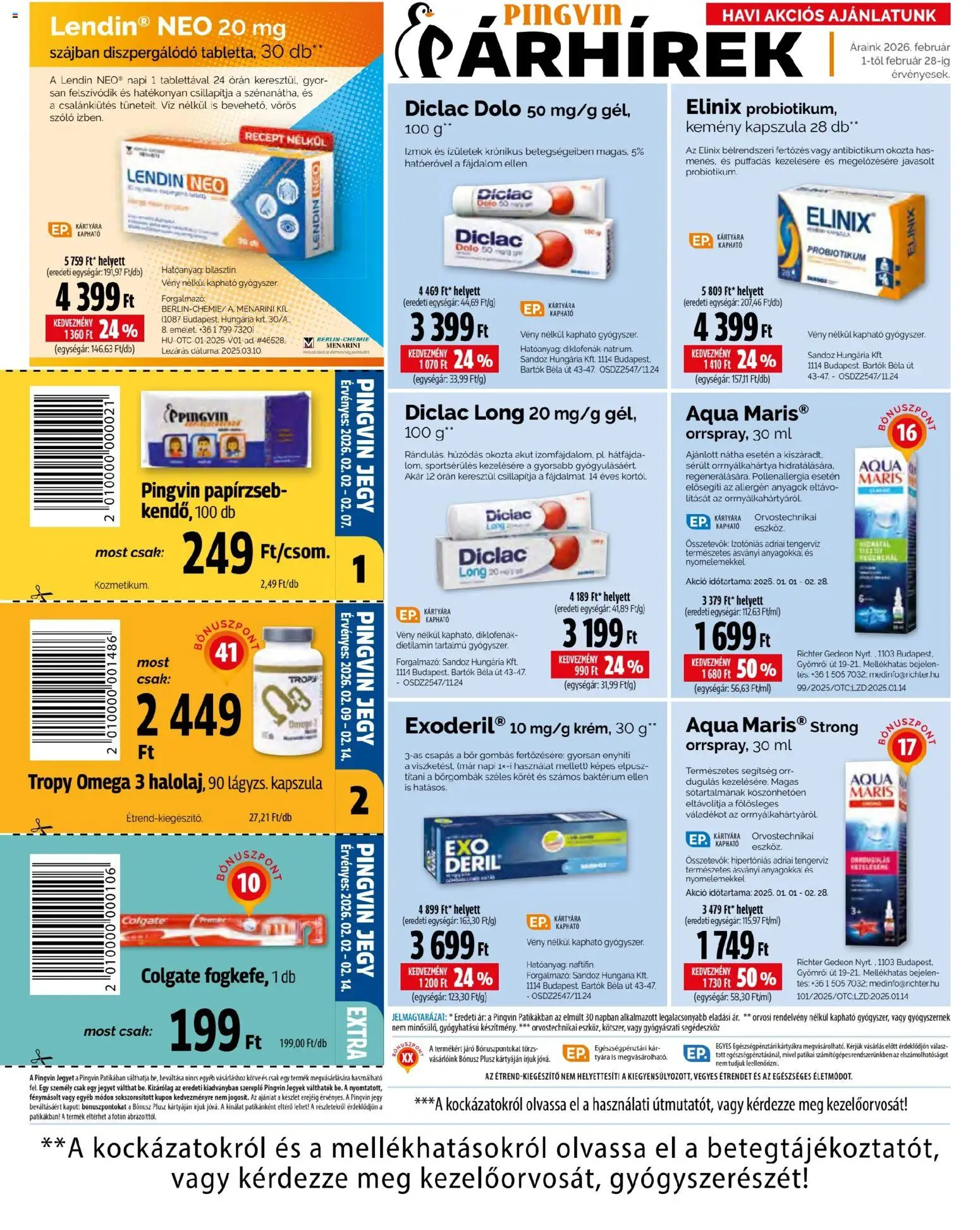 Pingvin Patika akciós ujság - amely érvényes a következő dátumtól: 01.02.2026 | Oldal: 8 | Termékek: Szőlő, Omega 3, Bor