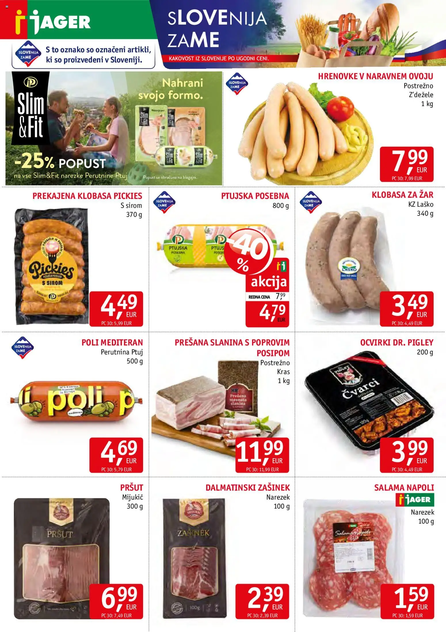 Novi Jager katalog ponudbe – veljaven od 29.04.2026 | Stran: 2 | Izdelki: Zar, Narezek, Slanina, Ocvirki