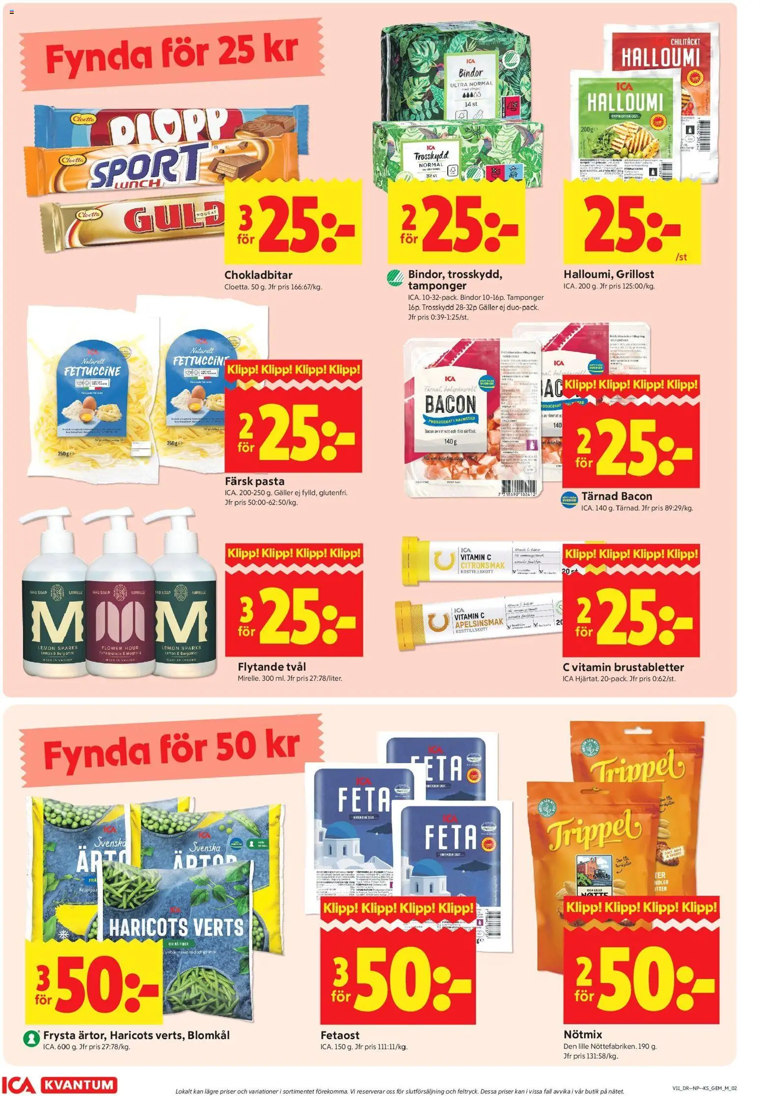 ICA Kvantum reklamblad aktuell från 09.03.2026 | Sida: 2 | Produkter: Haricots verts, Fetaost, Ost, Pasta