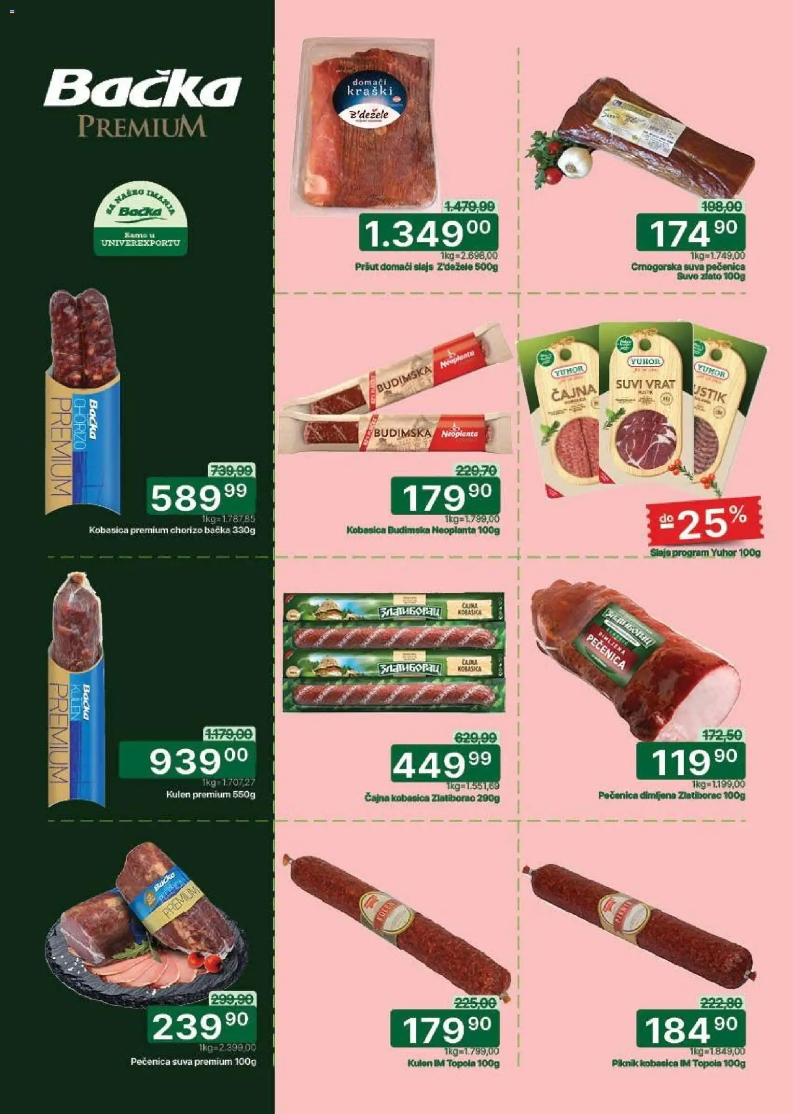 Univerexport katalog - važi od 02.03.2026 | Strana: 5 | Proizvode: Pršut, Suvi vrat, Kobasica, Pečenica
