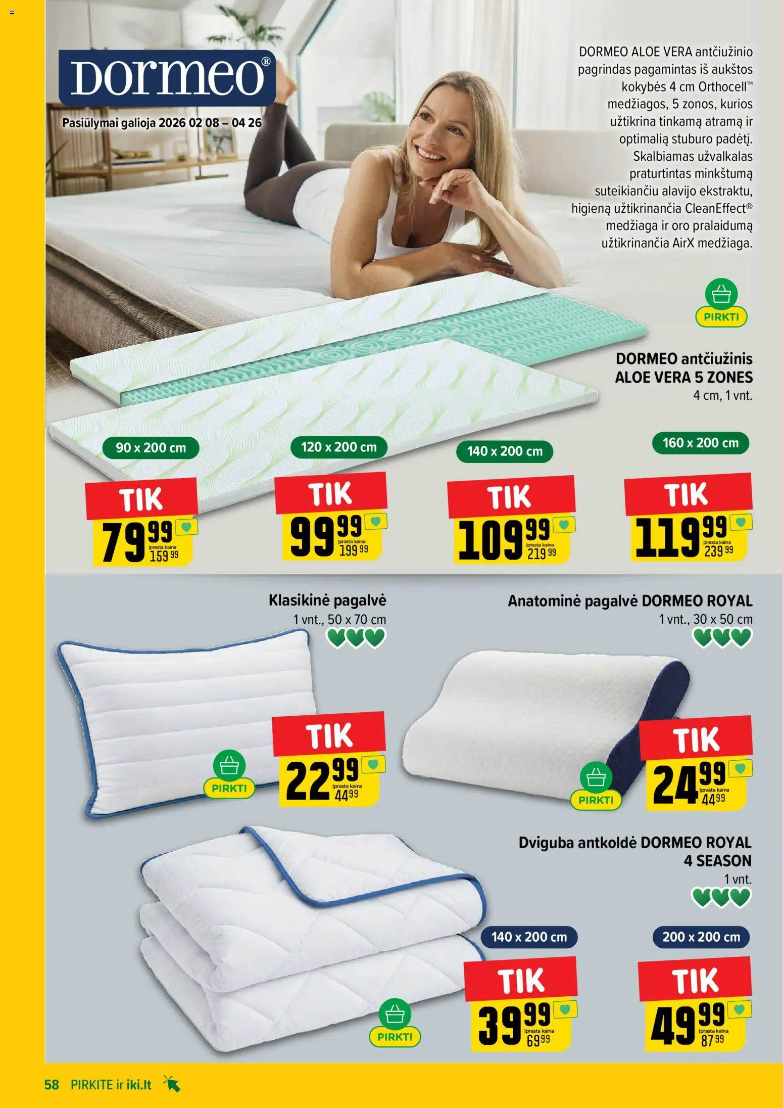 IKI akcijos nuo 13.04.2026 | Puslapis: 58 | Prekių: Pagalvė, Užvalkalas
