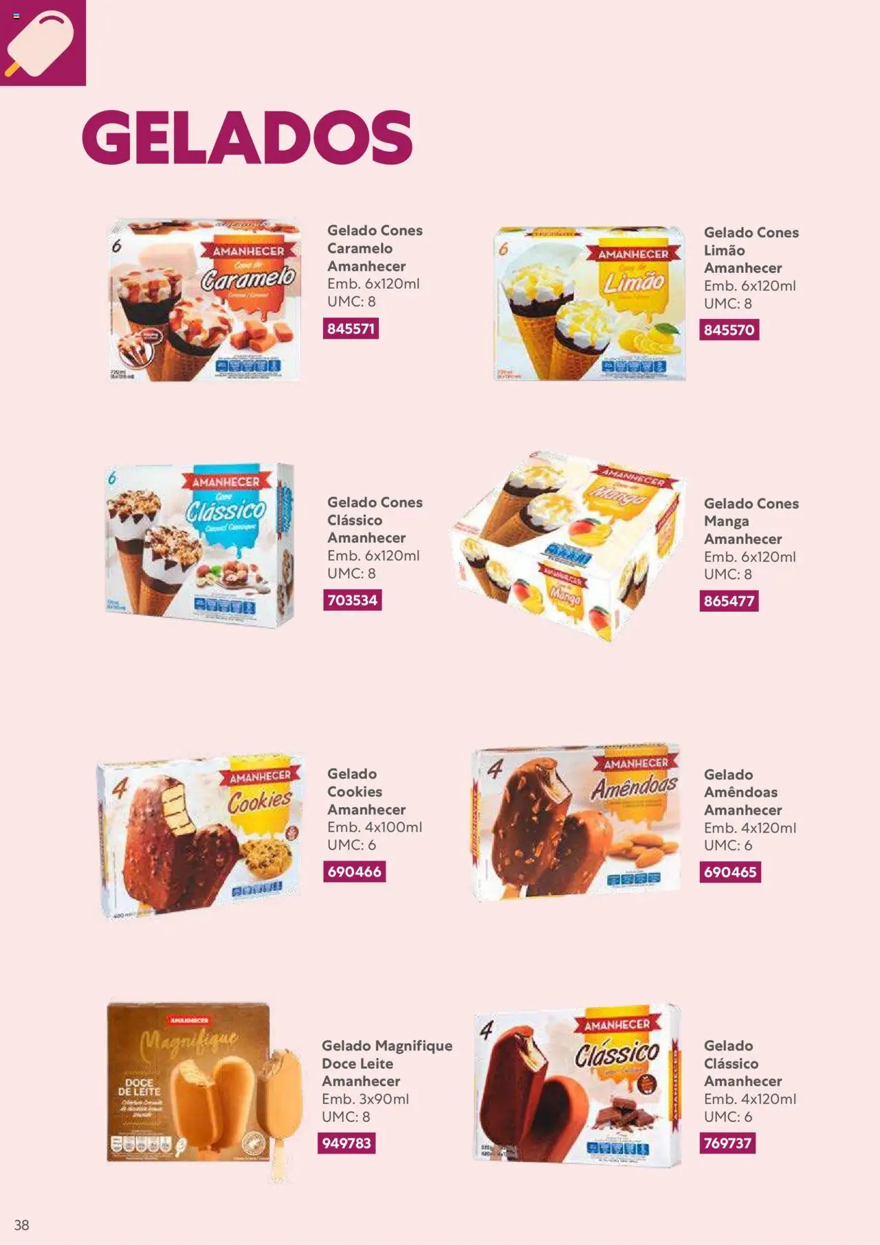 Recheio Congelados │ válido de 01.02.2024 | Página: 38 | Produtos: Amêndoas, Gelado, Leite