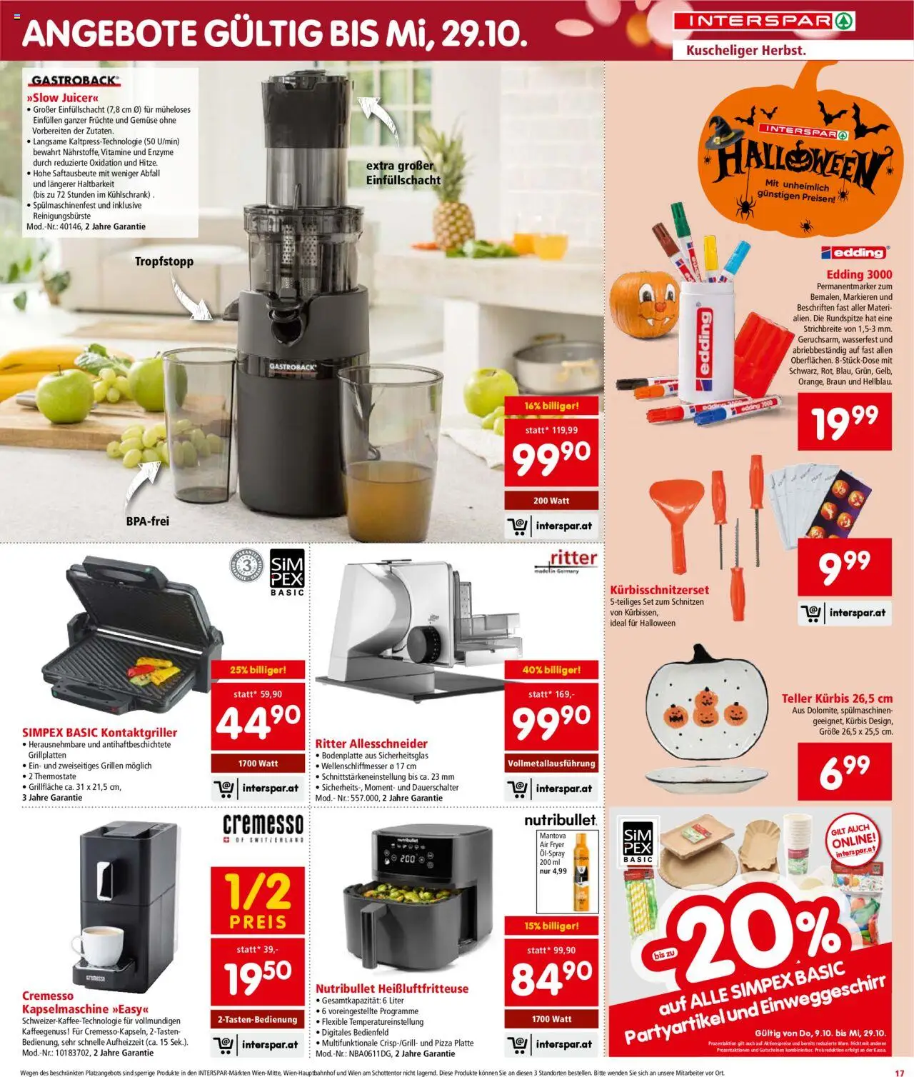 Interspar Flugblatt - Vorarlberg gültig ab 09.10.2025 | Seite: 17 | Produkte: Gemüse, Kürbis, Kühlschrank, Pizza