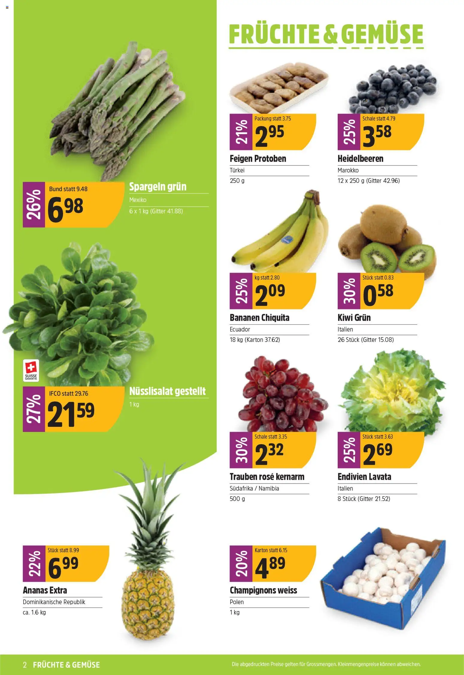 TopCC Aktionen – gültig ab 09.02.2026 | Seite: 2 | Produkte: Bananen, Gemüse, Kiwi, Früchte