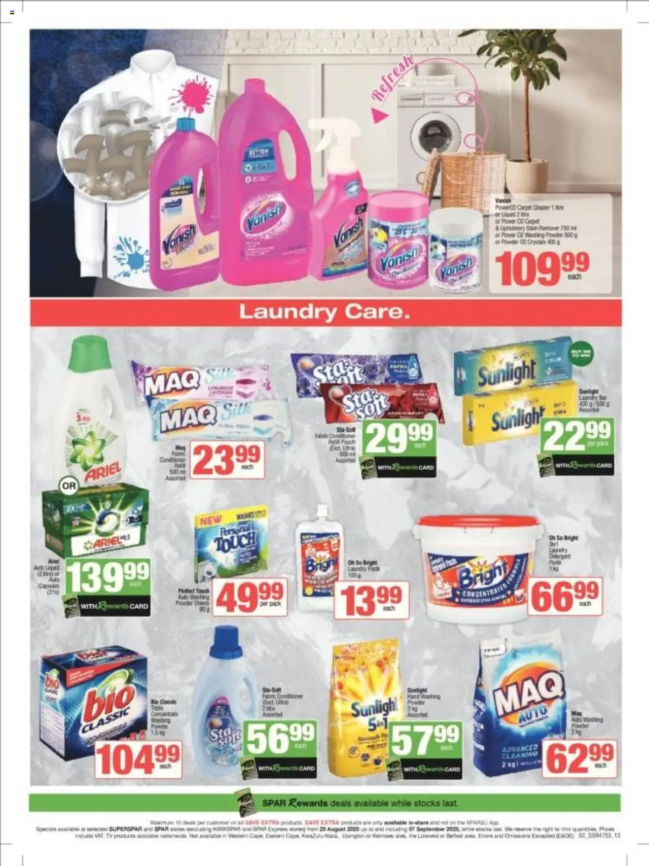 Spar - Gauteng - Weekly Specials │ valid from 25.08.2025 | Page: 13 | Products: Carpet, Powder, Washing powder, Detergent