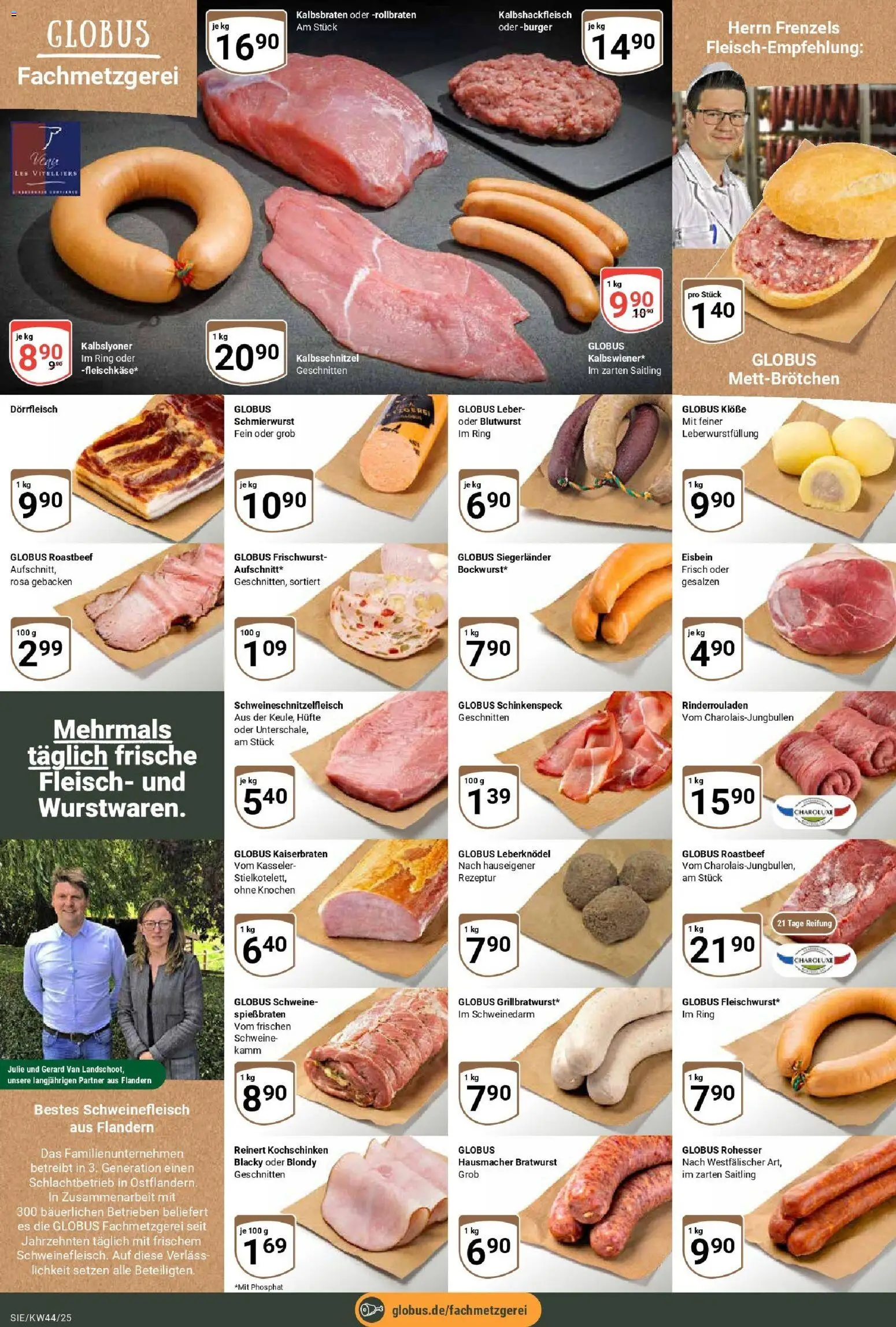 Globus prospekt Siegen	 – gültig ab 26.10.2025 | Seite: 12 | Produkte: Rinderrouladen, Bratwurst, Roastbeef, Fleisch