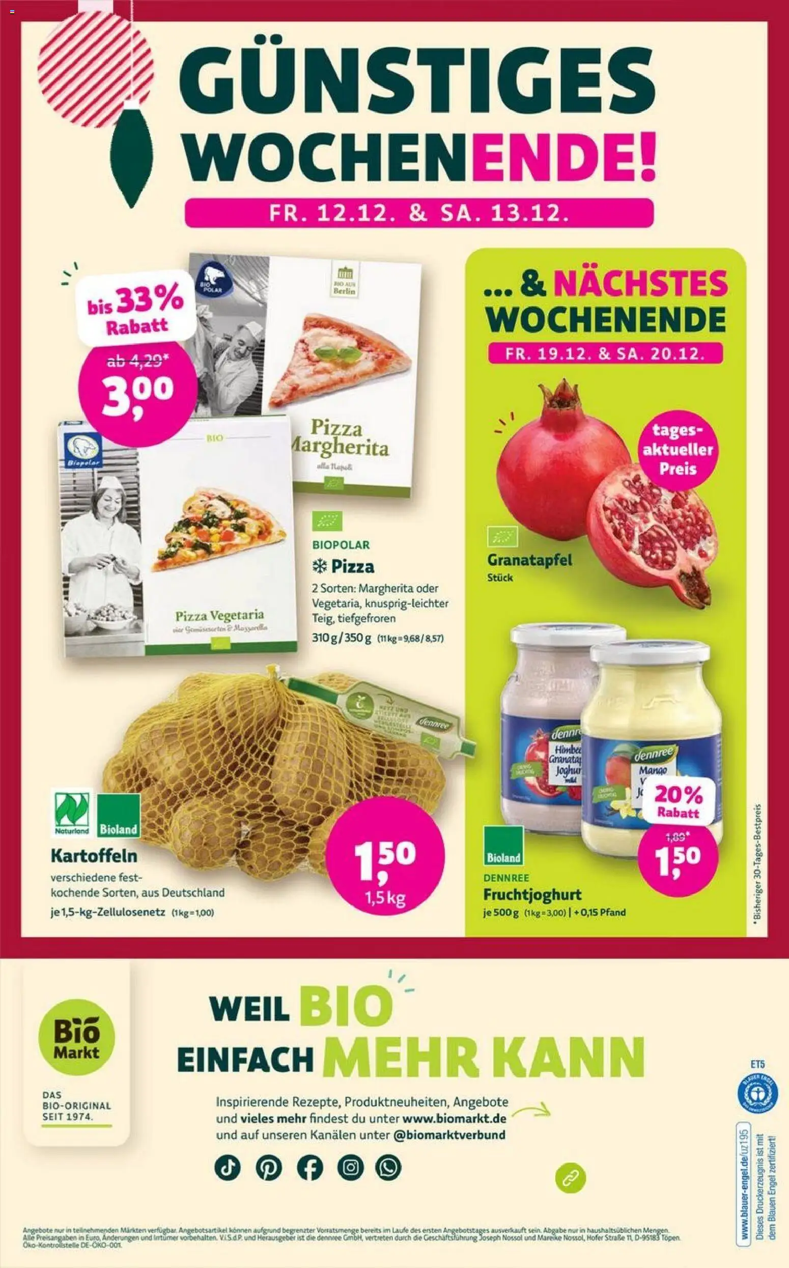 Denns BioMarkt Angebote – gültig ab 03.12.2025 | Seite: 14 | Produkte: Granatapfel, Fruchtjoghurt, Kartoffeln, Mango