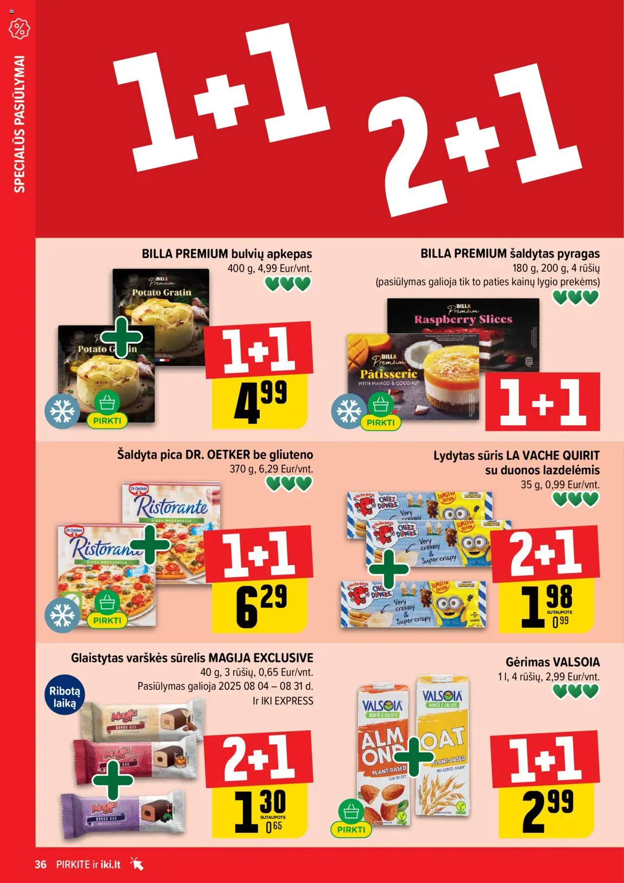 IKI leidinys│galioja nuo 18.08.2025 | Puslapis: 36 | Prekių: Pyragas, Sūris, Lydytas sūris, Pica