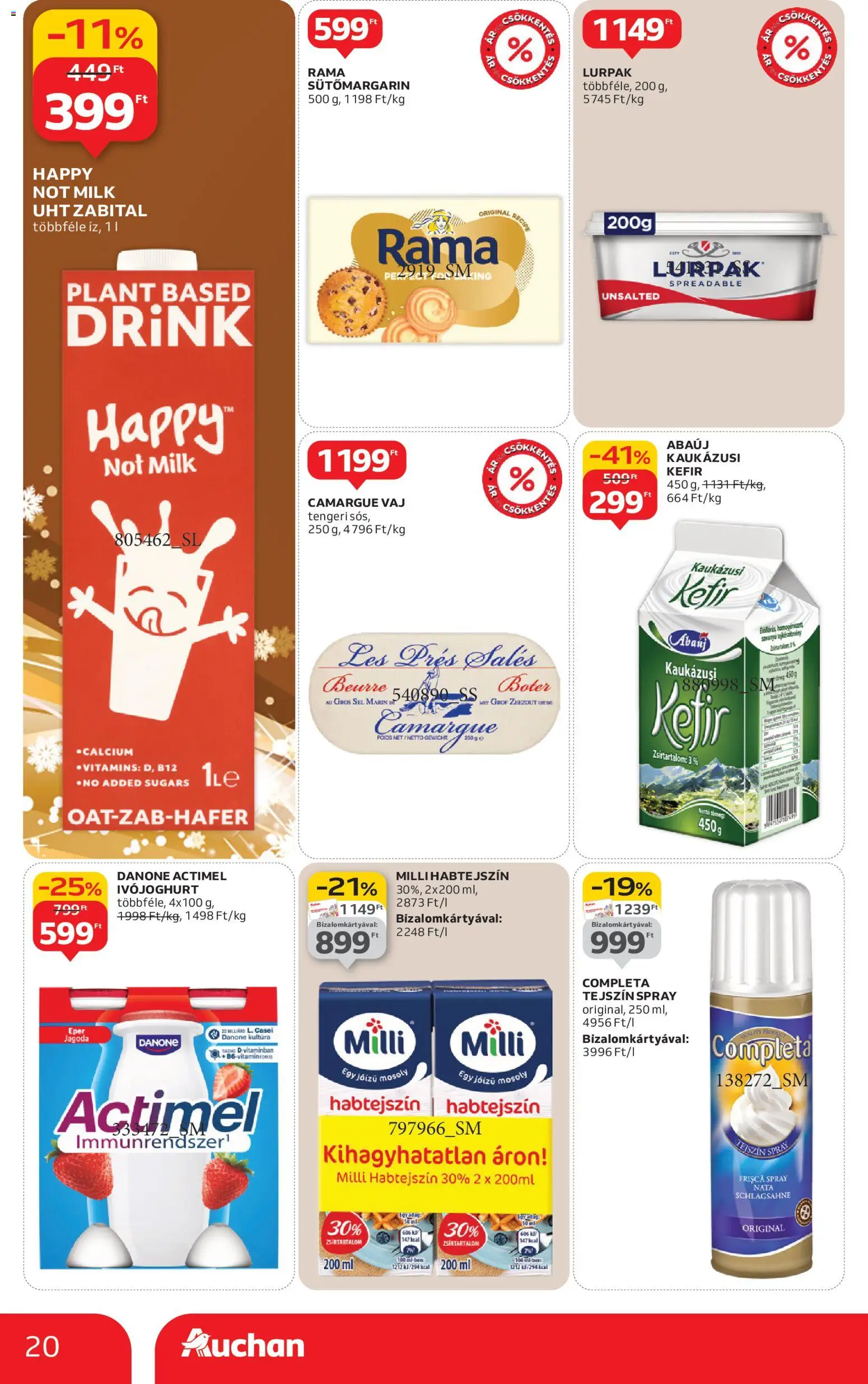 Auchan akciós ujság - amely érvényes a következő dátumtól: 18.12.2025 | Oldal: 20 | Termékek: Ivójoghurt, Rama, Eper, Kaukázusi kefír