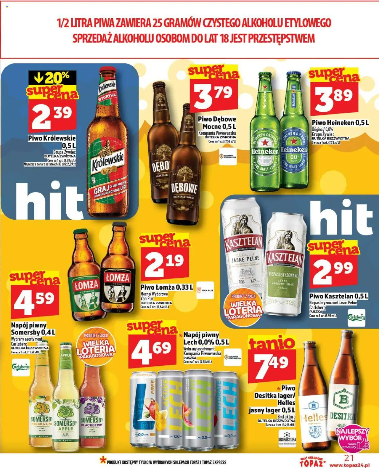 Topaz Gazetka MAZ od 18.09.2025 | Strona: 21 | Produkty: Mango, Piwo, Somersby, Heineken