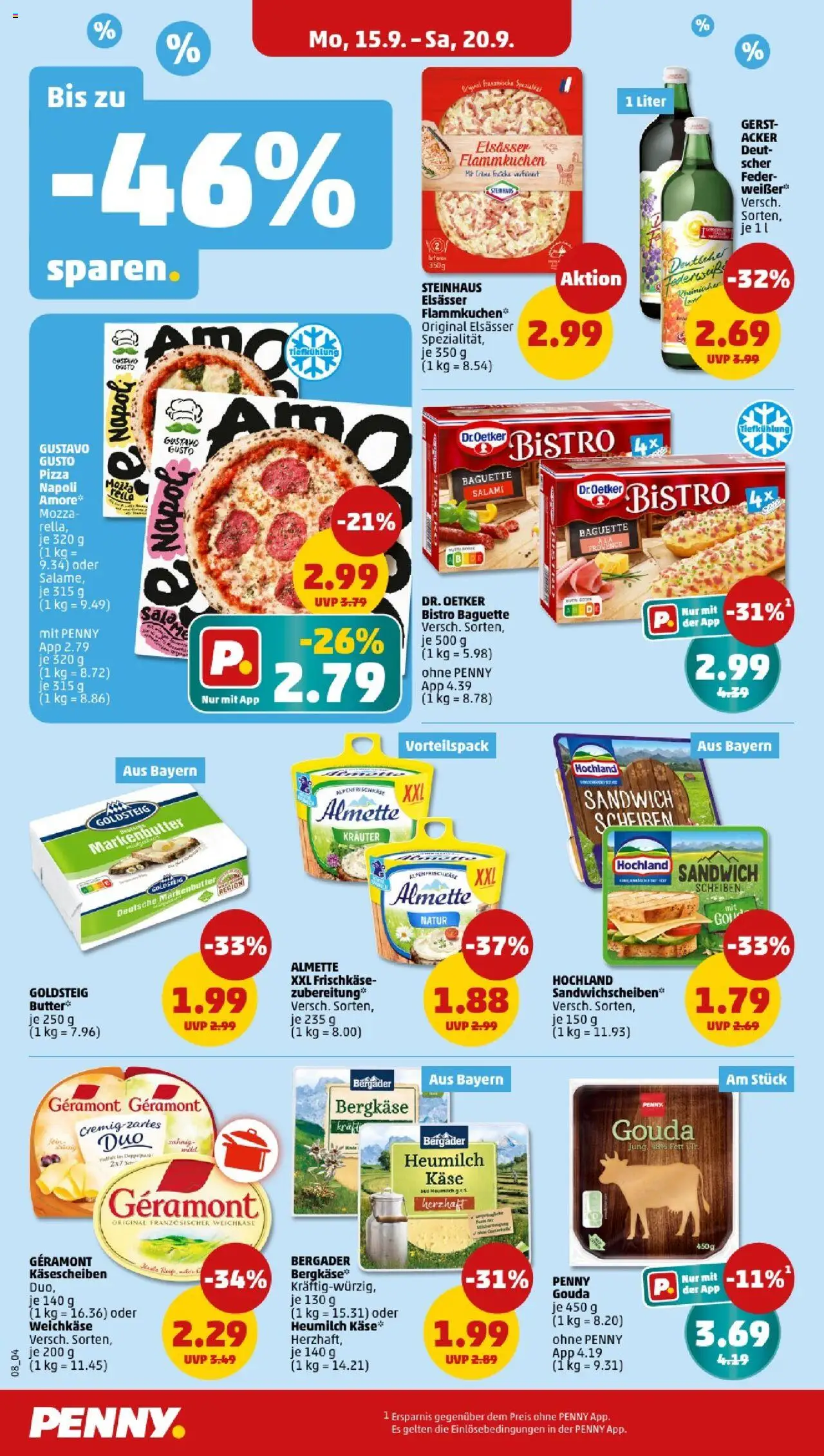 Penny - Bayern – gültig ab 15.09.2025 | Seite: 8 | Produkte: Geramont, Almette, Käse, Salami
