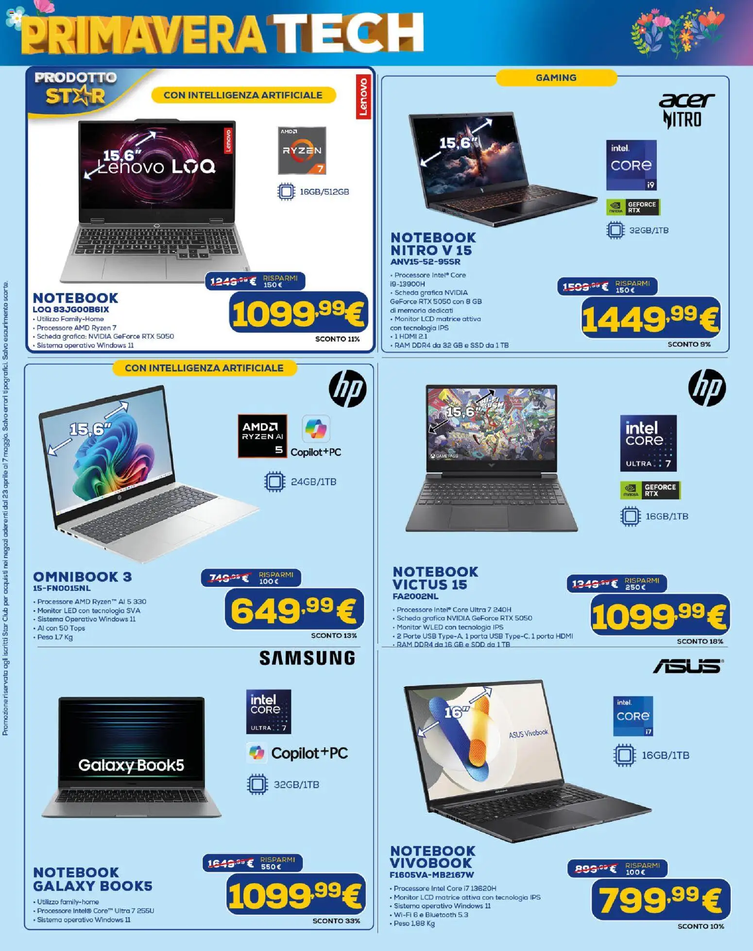 Volantino Euronics del 23.04.2026 | Pagina: 8 | Prodotti: Monitor, Notebook, USB, Samsung