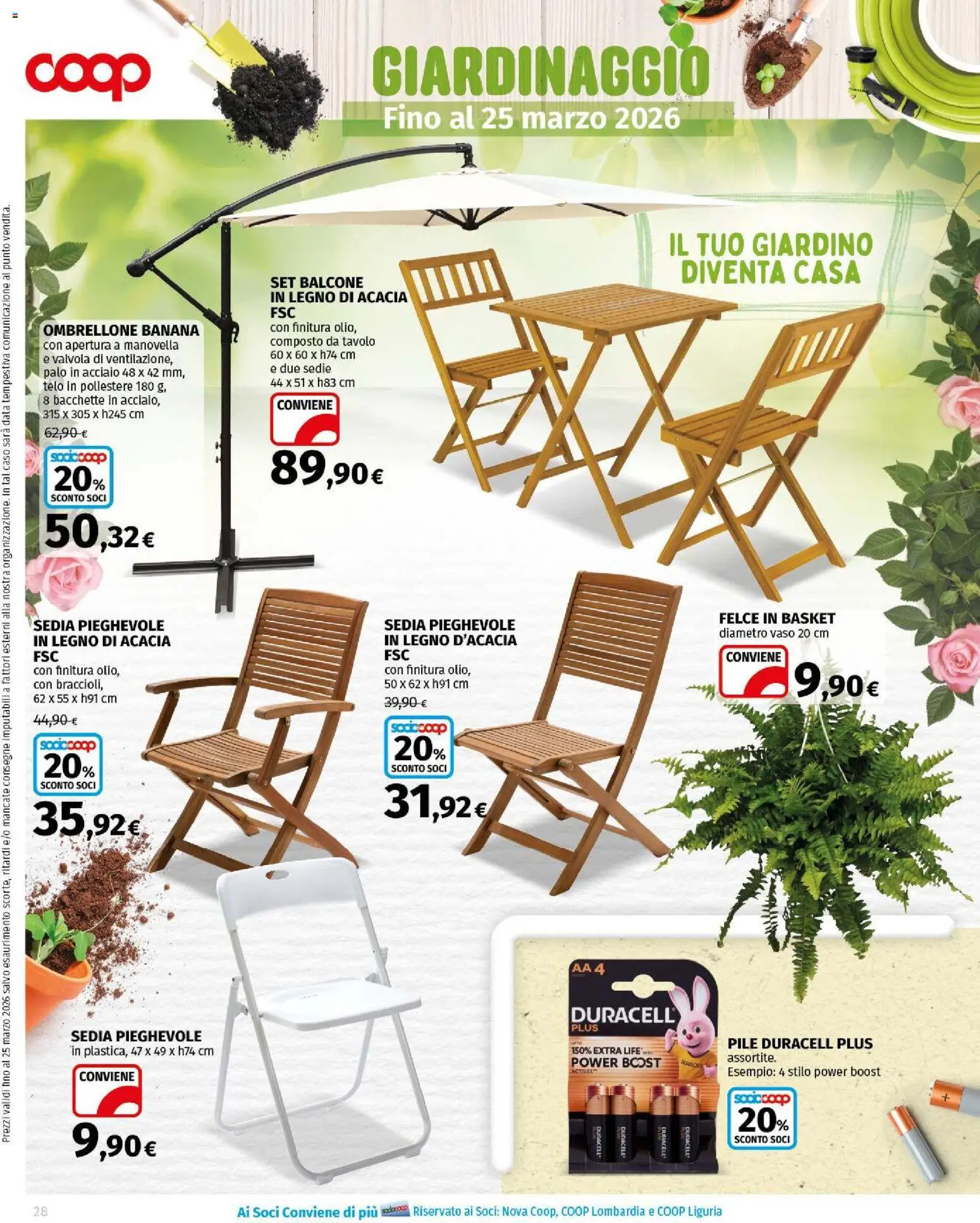 Volantino COOP del 05.03.2026 | Pagina: 28 | Prodotti: Ombrellone, Data, Sedia, Vaso