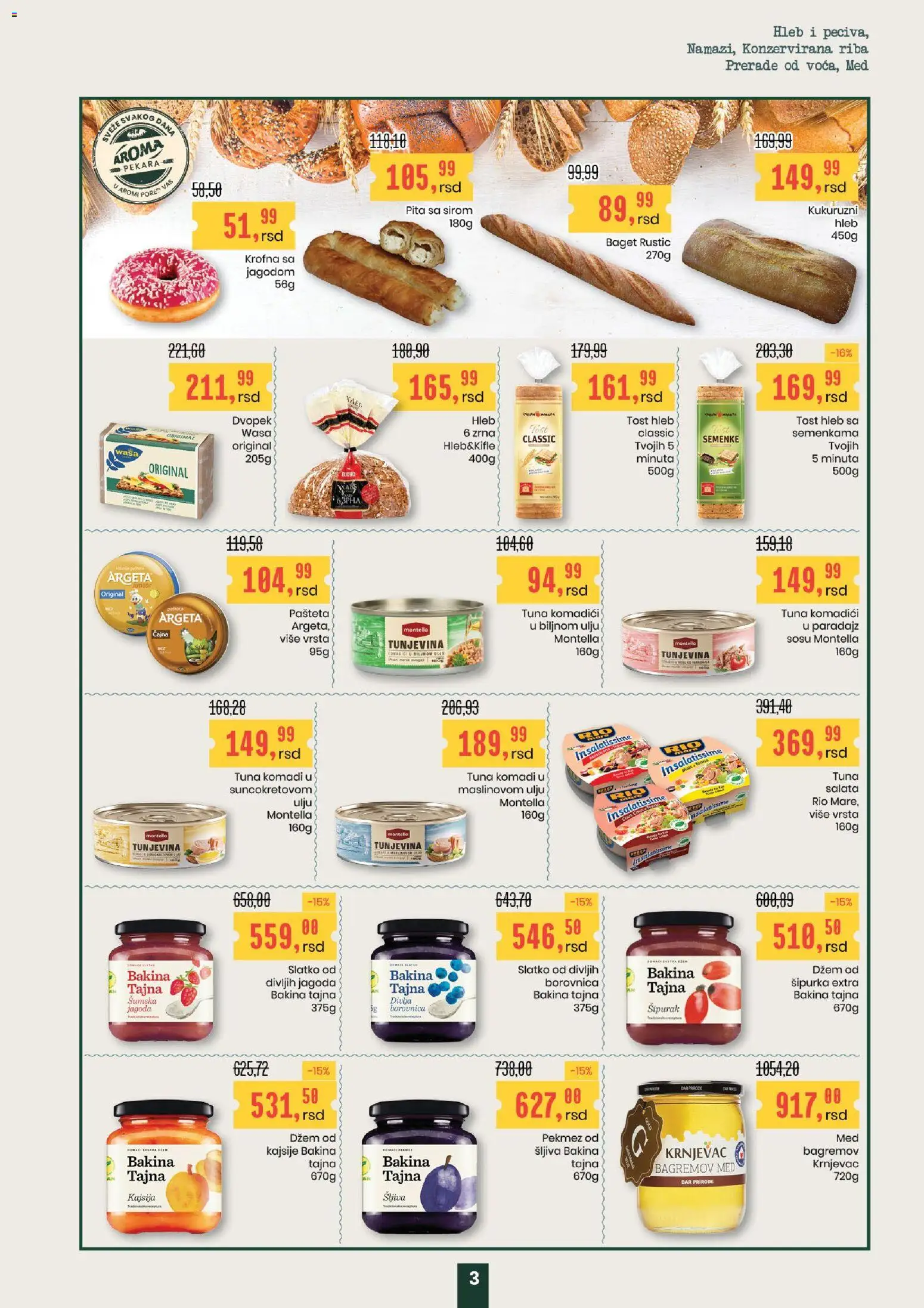 Aroma Market katalog - važi od 08.01.2026 | Strana: 3 | Proizvode: Tost hleb, Pekara, Salata, Pita