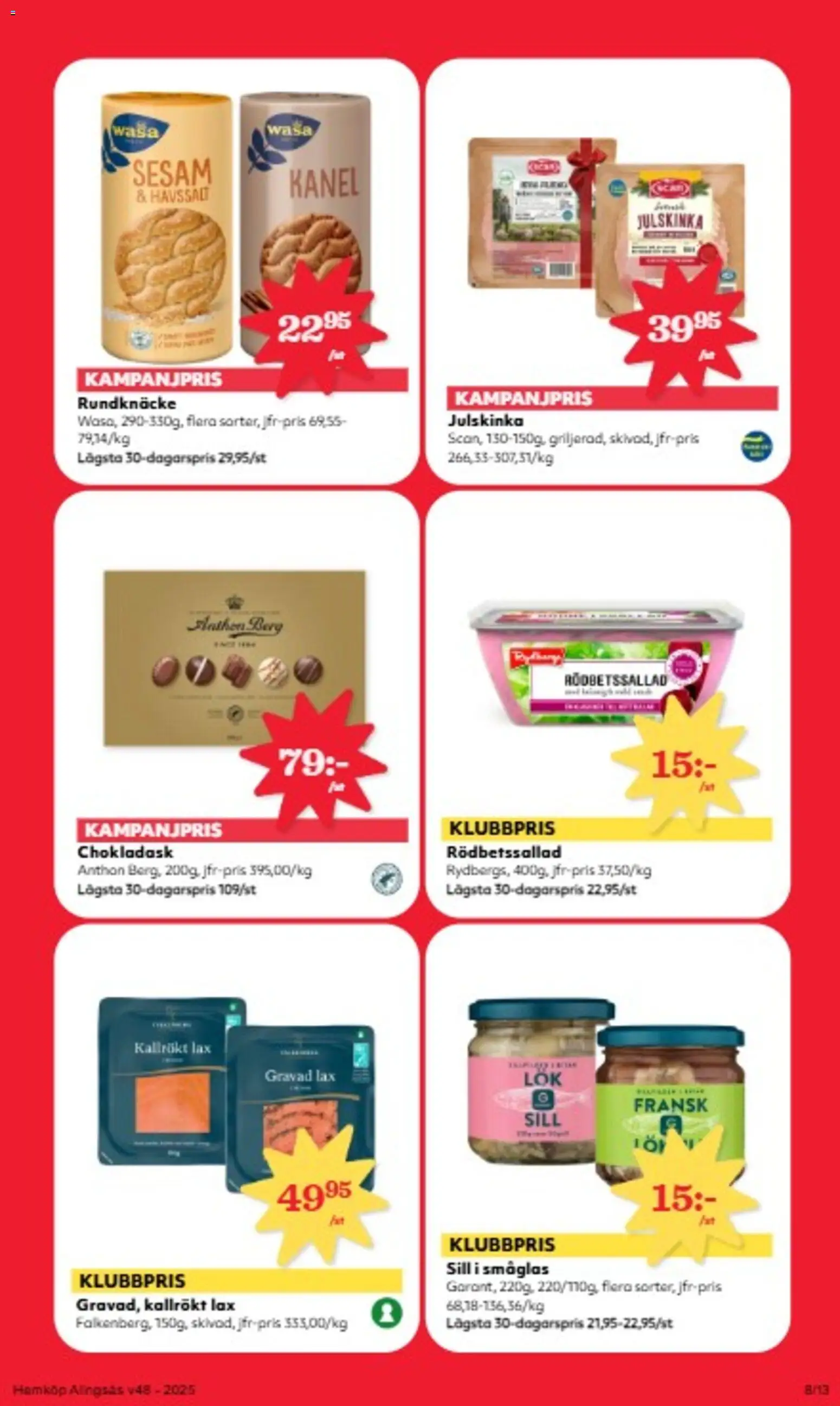 Hemköp reklamblad aktuell från 24.11.2025 | Sida: 8 | Produkter: Rödbetssallad, Sill, Lax, Kanel