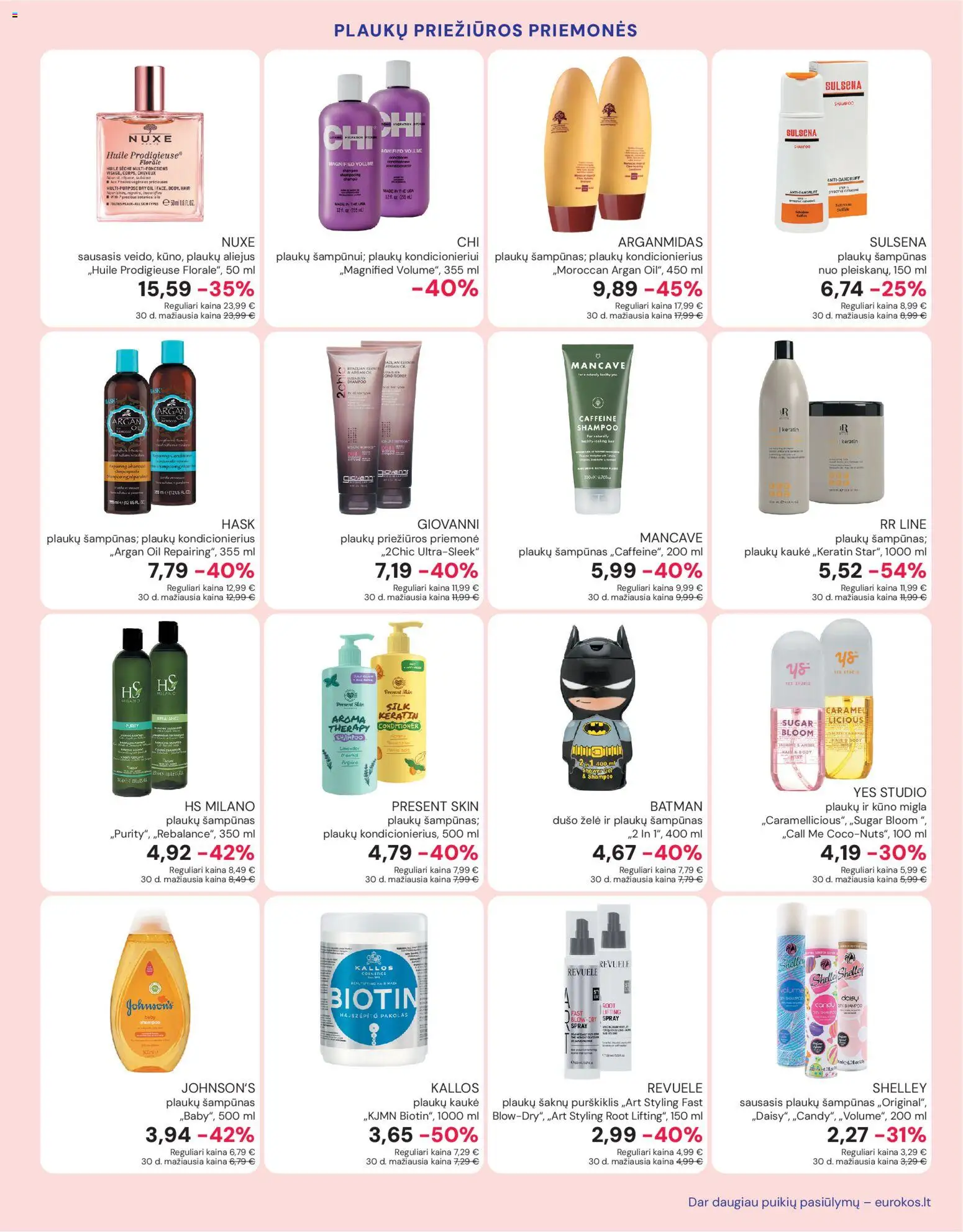 Eurokos akcijos nuo 03.02.2026 | Puslapis: 11 | Prekių: Šampūnas, Kondicionierius, Plaukų aliejus, Dušo želė