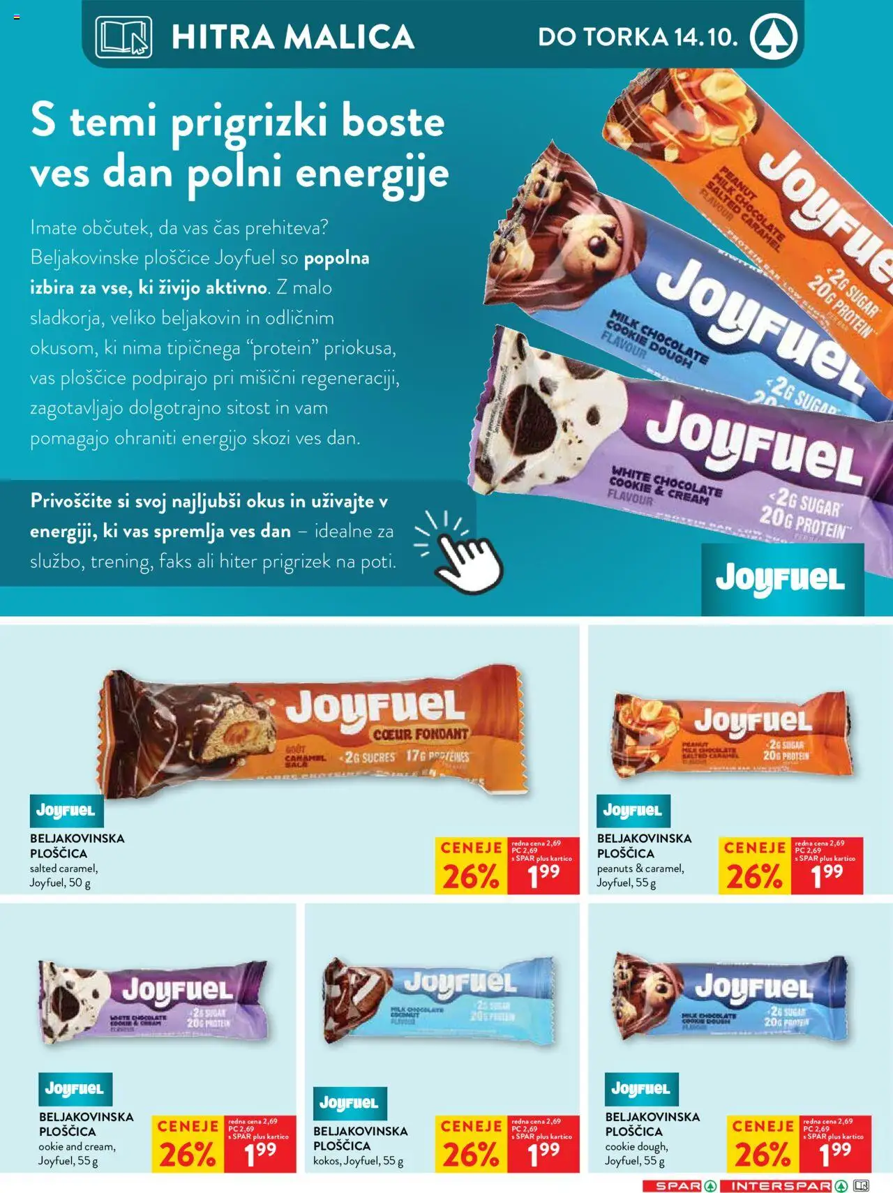 Novi Spar katalog ponudbe – veljaven od 08.10.2025 | Stran: 18 | Izdelki: Beljakovinska ploščica, Ploščice, Prigrizki