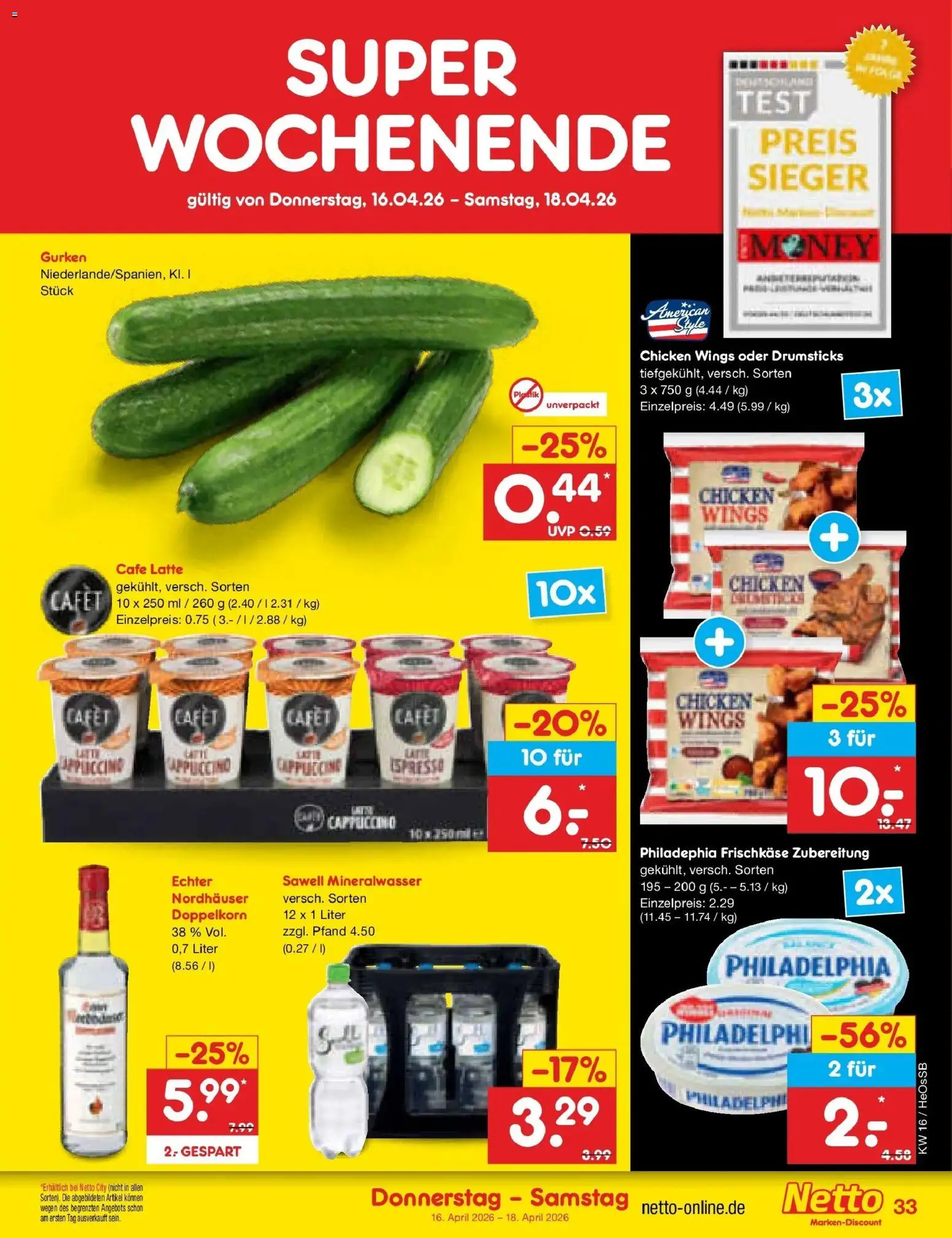 Netto Marken-Discount Prospekt Kröpelin	 – gültig ab 13.04.2026 | Seite: 49 | Produkte: Philadelphia, Mineralwasser, Gurken, Frischkase