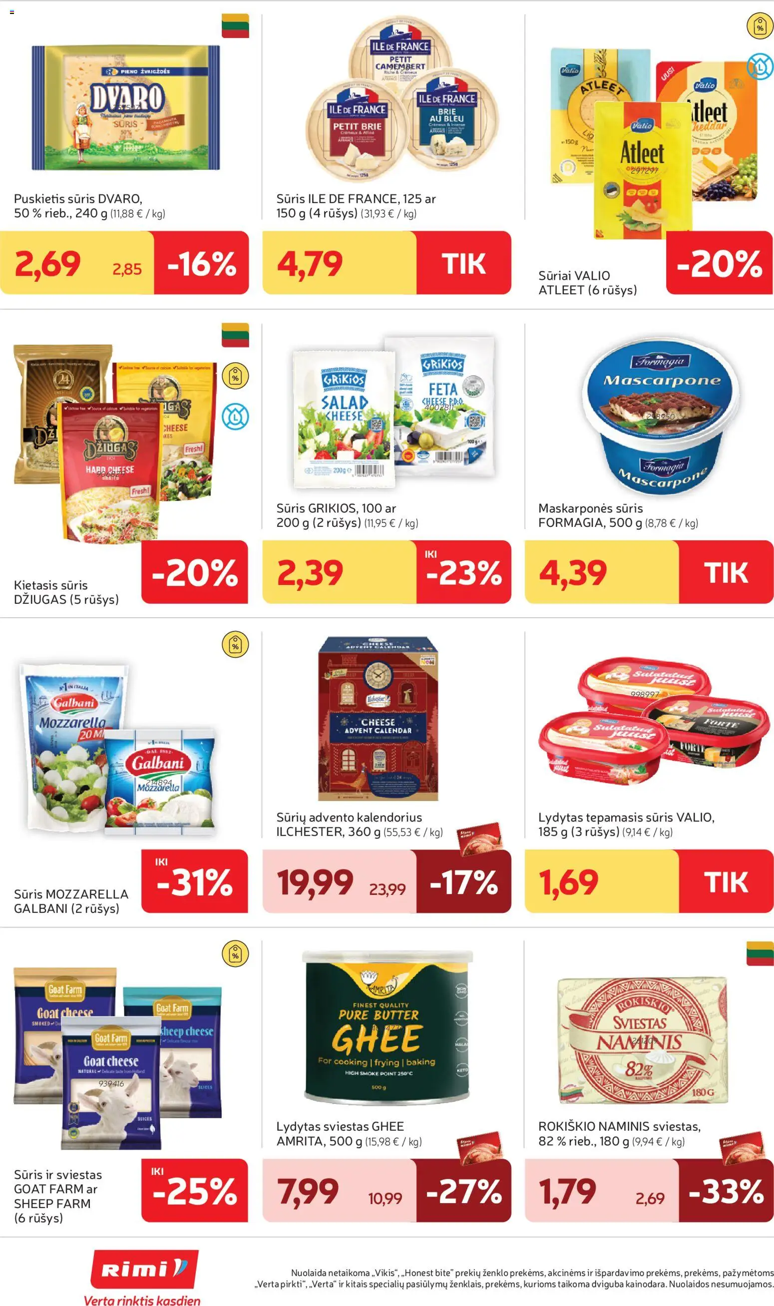 Rimi akcijos nuo 04.11.2025 | Puslapis: 18 | Prekių: Sūris, Sviestas