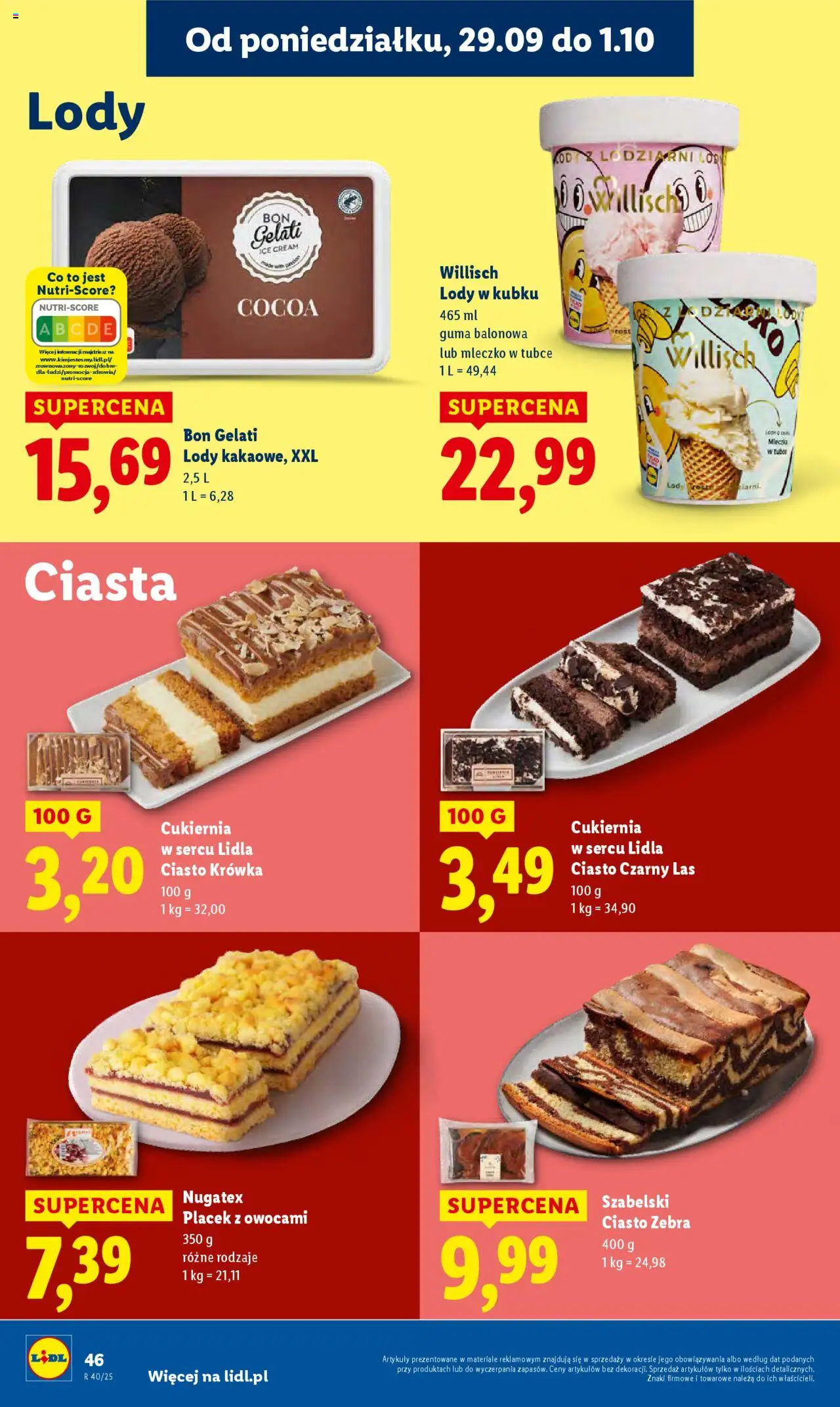 Lidl Gazetka od 29.09.2025 | Strona: 50 | Produkty: Ciasto krówka, Ciasto, Krowka, Lody