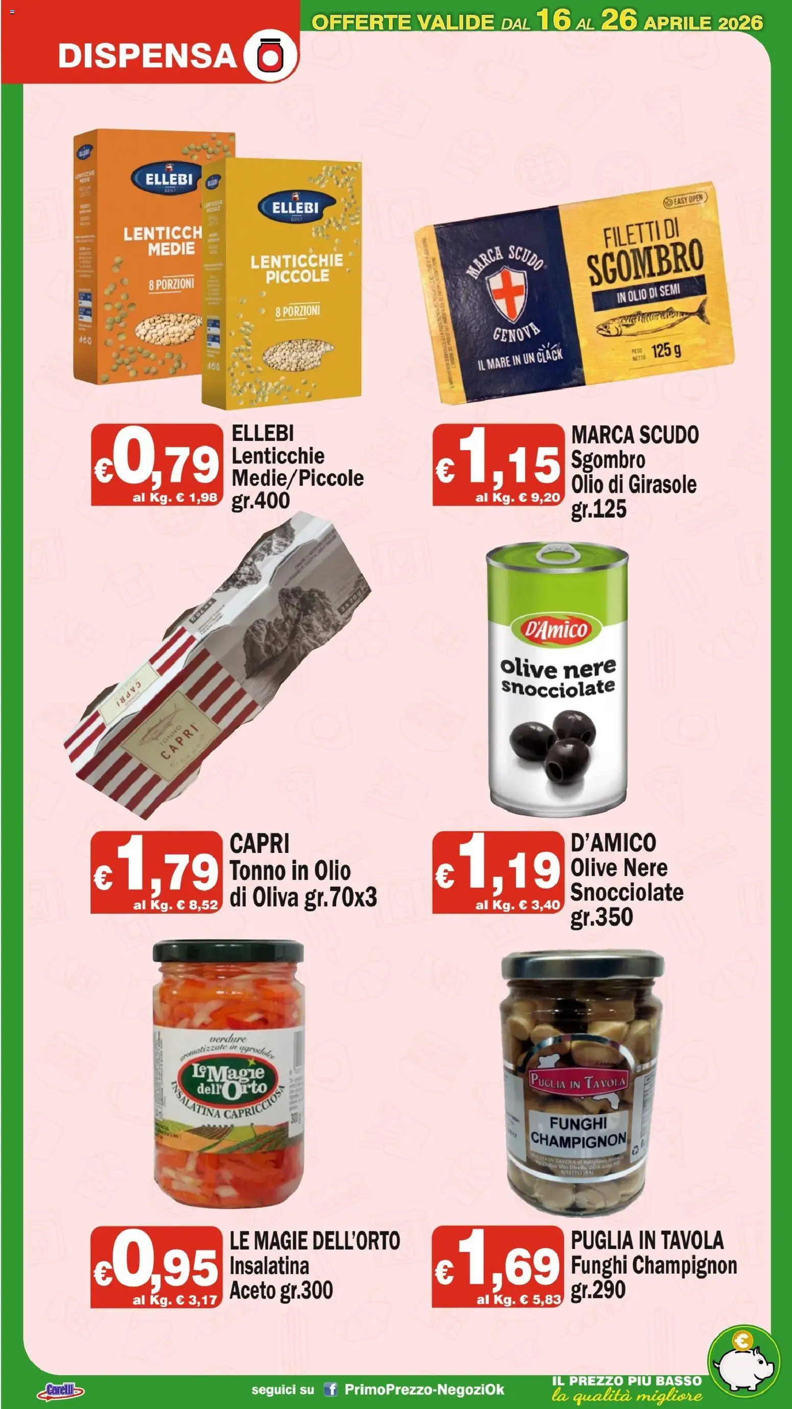 Volantino Primo Prezzo del 16.04.2026 | Pagina: 8 | Prodotti: Tè, Verdure, Aceto, Sgombro