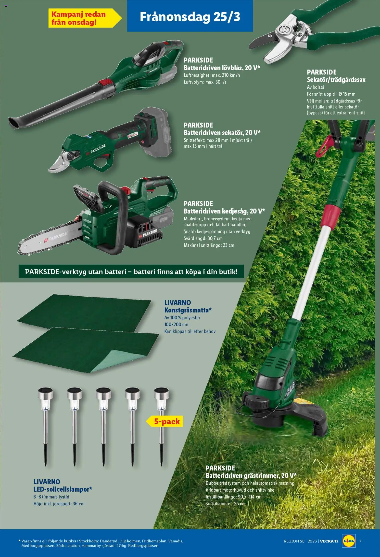 Lidl reklamblad aktuell från 12.03.2026 | Sida: 7 | Produkter: Sekatör, Batteri
